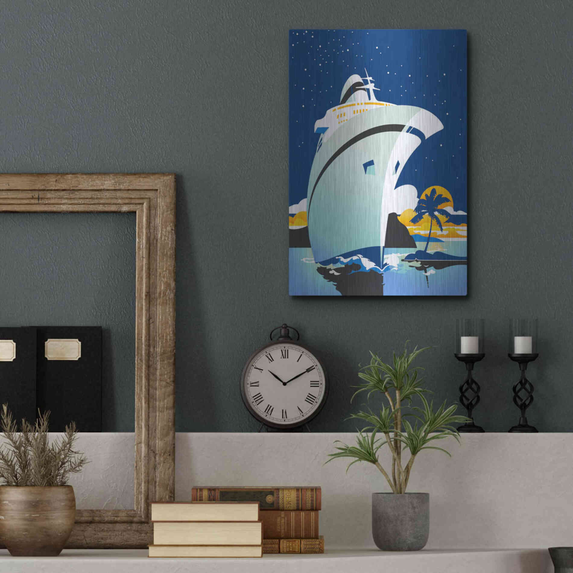 Luxe Metal Art 'Cruise Cover' by David Chestnutt, Metal Wall Art,12x16