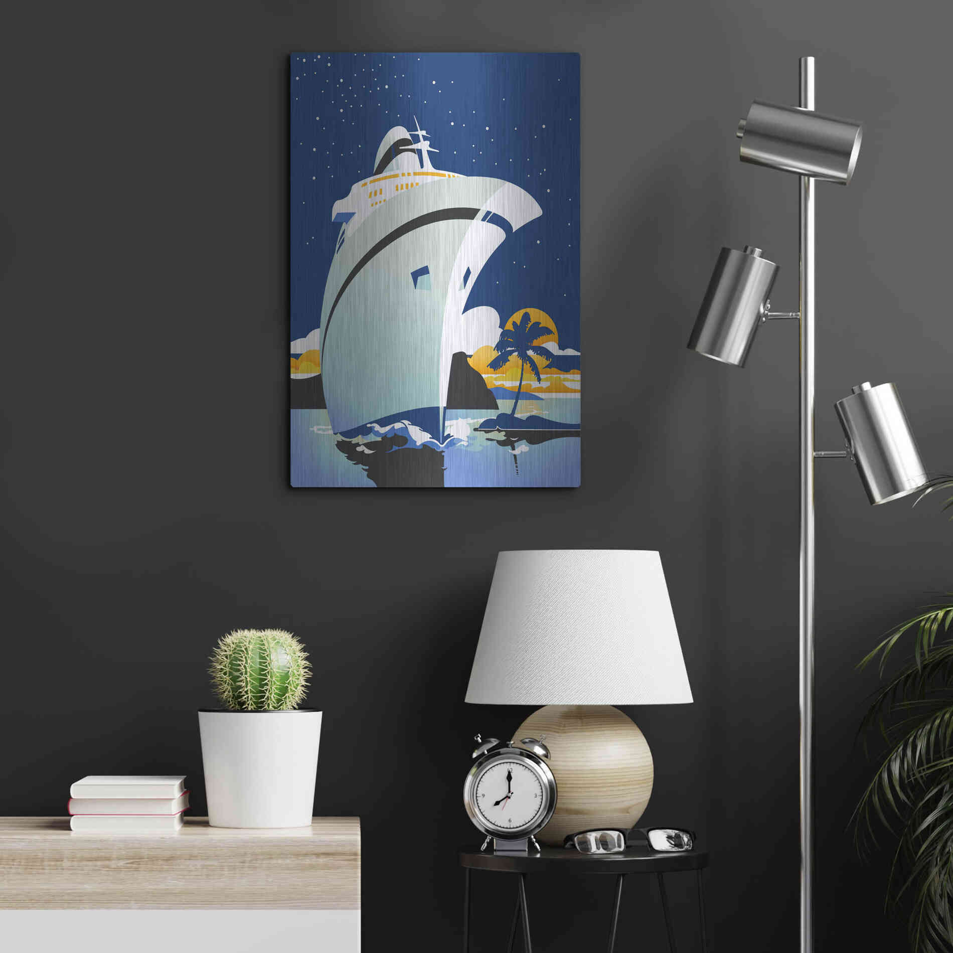 Luxe Metal Art 'Cruise Cover' by David Chestnutt, Metal Wall Art,16x24