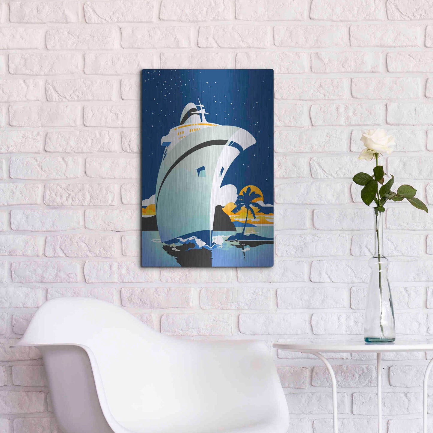 Luxe Metal Art 'Cruise Cover' by David Chestnutt, Metal Wall Art,16x24