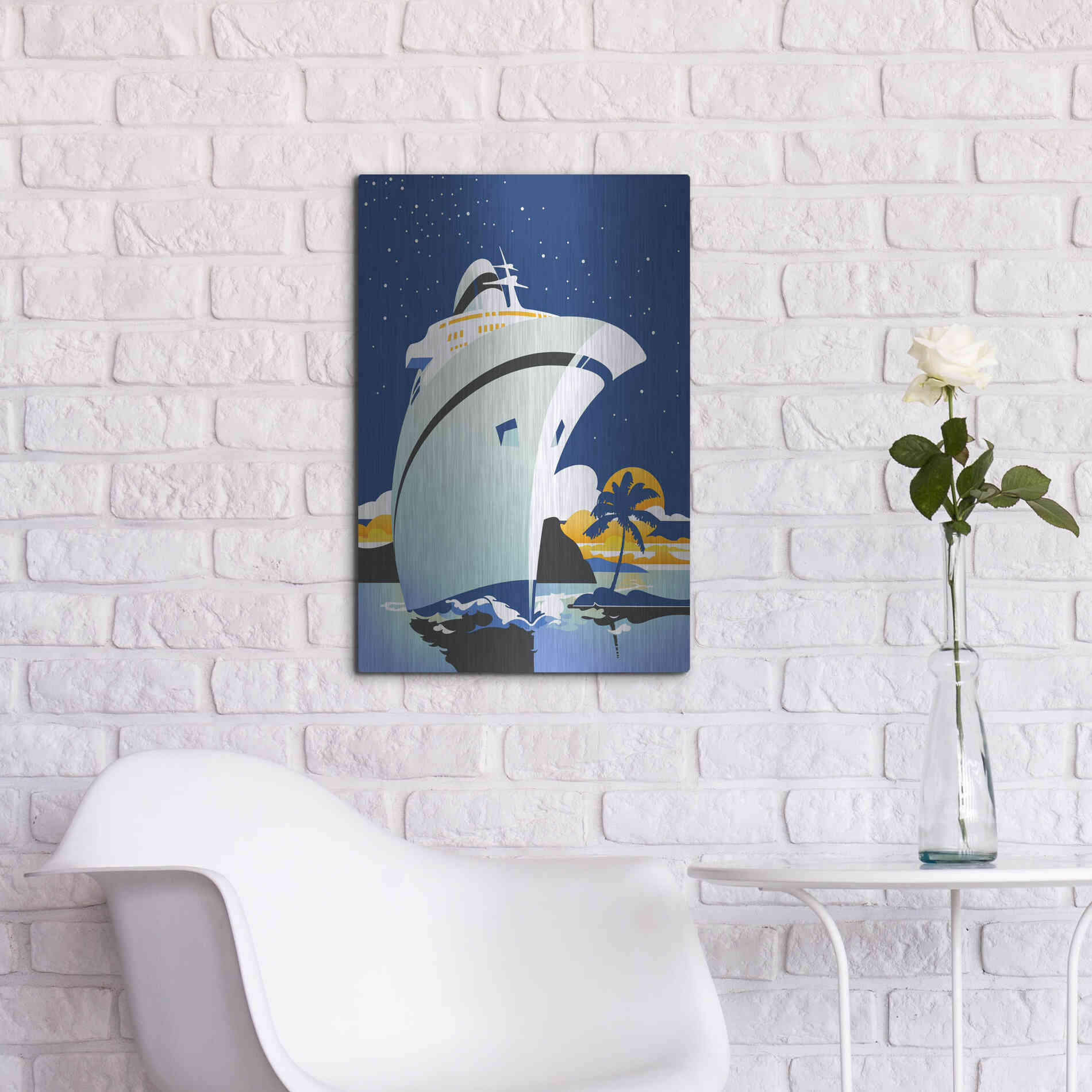 Luxe Metal Art 'Cruise Cover' by David Chestnutt, Metal Wall Art,16x24