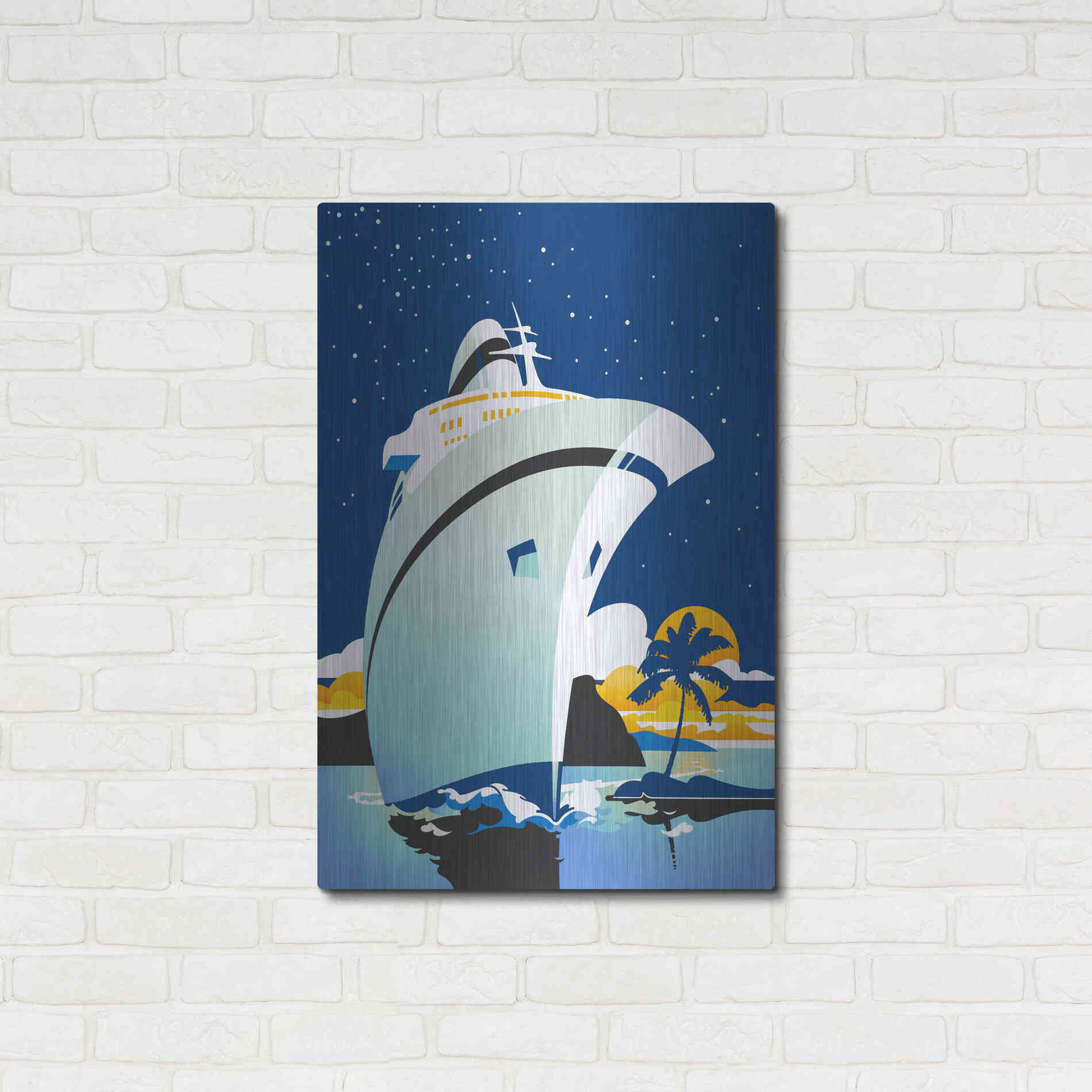 Luxe Metal Art 'Cruise Cover' by David Chestnutt, Metal Wall Art,24x36