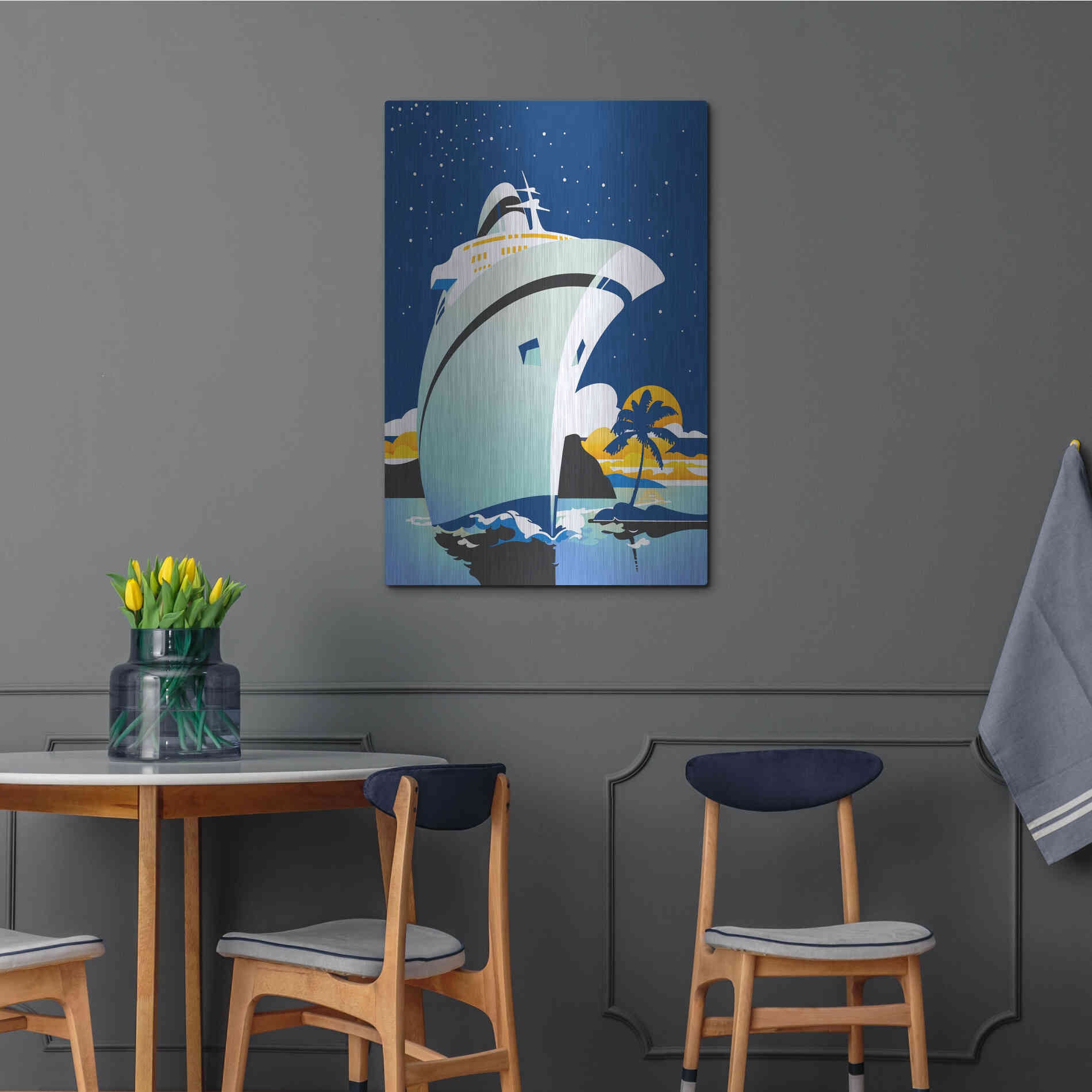 Luxe Metal Art 'Cruise Cover' by David Chestnutt, Metal Wall Art,24x36