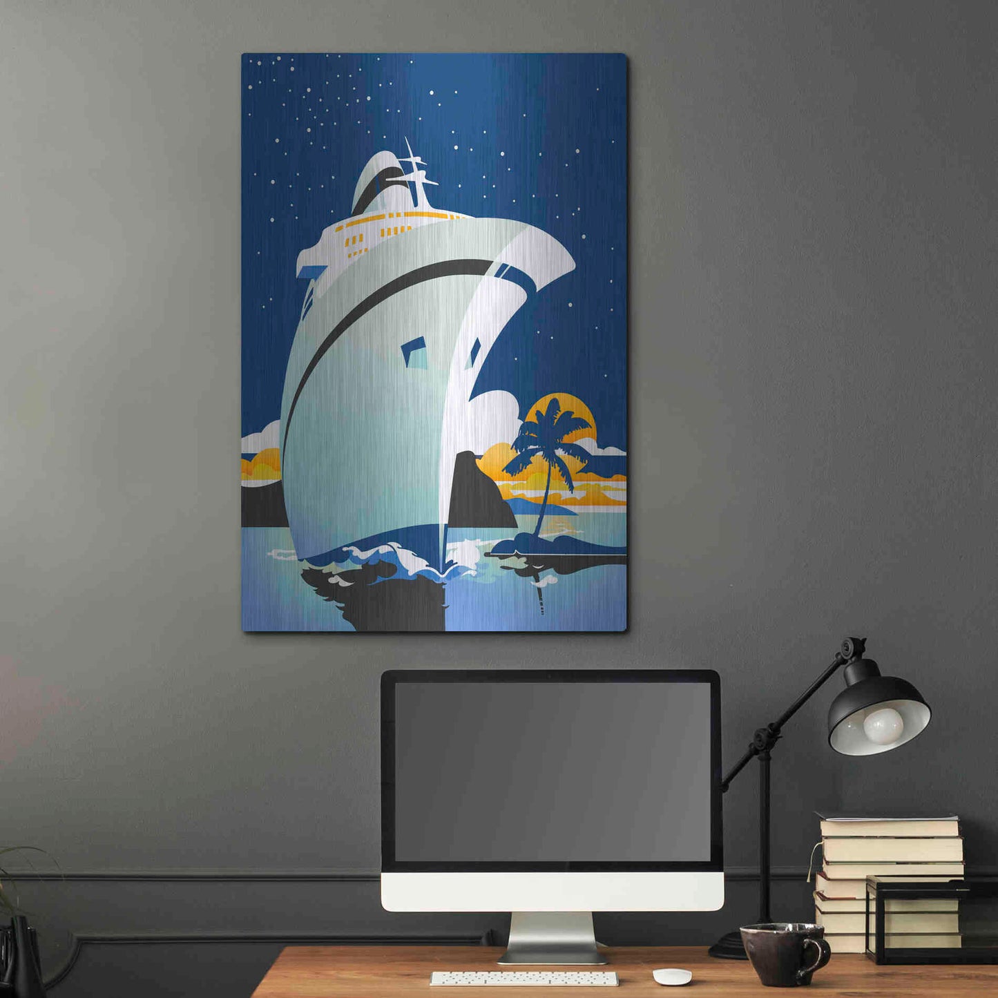 Luxe Metal Art 'Cruise Cover' by David Chestnutt, Metal Wall Art,24x36