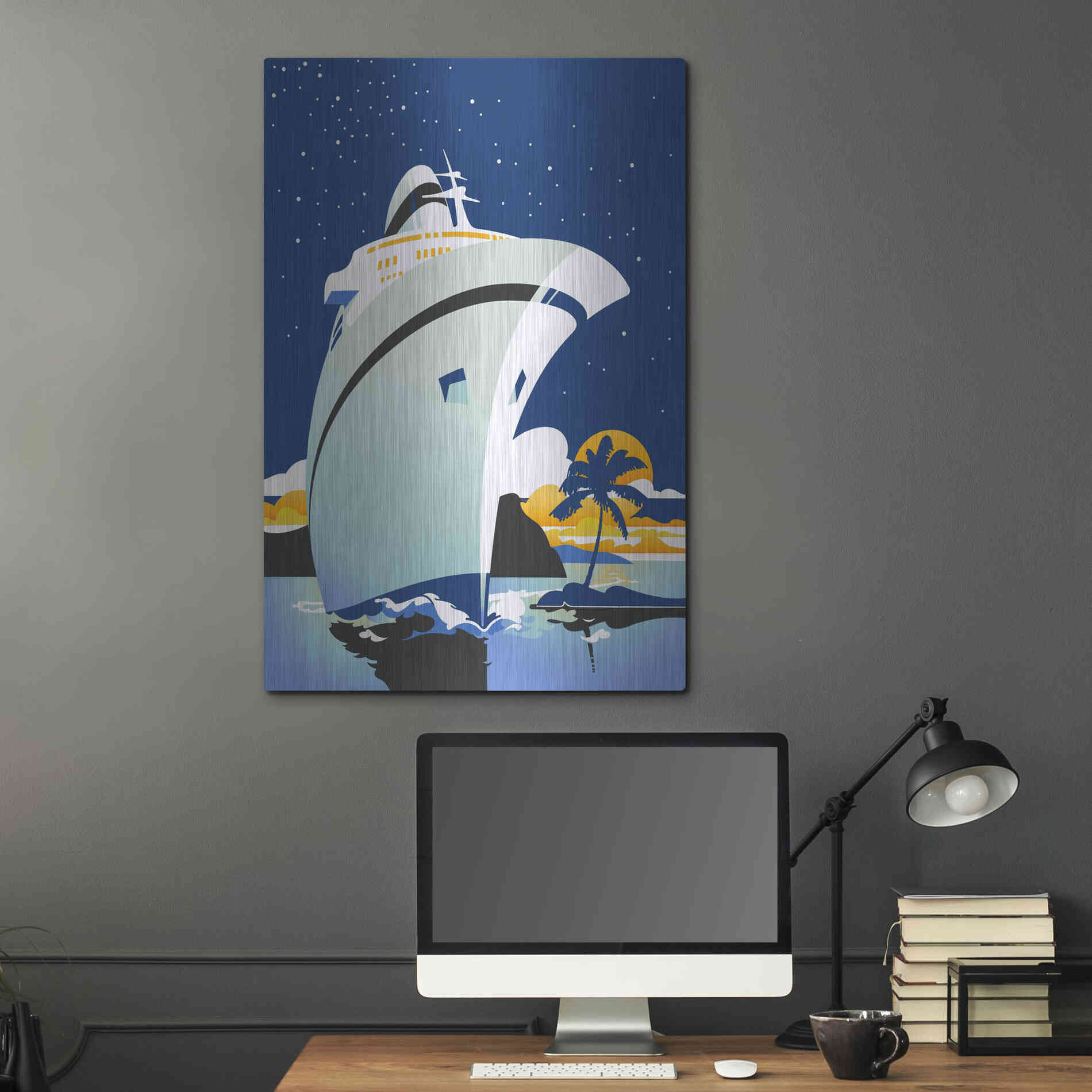 Luxe Metal Art 'Cruise Cover' by David Chestnutt, Metal Wall Art,24x36
