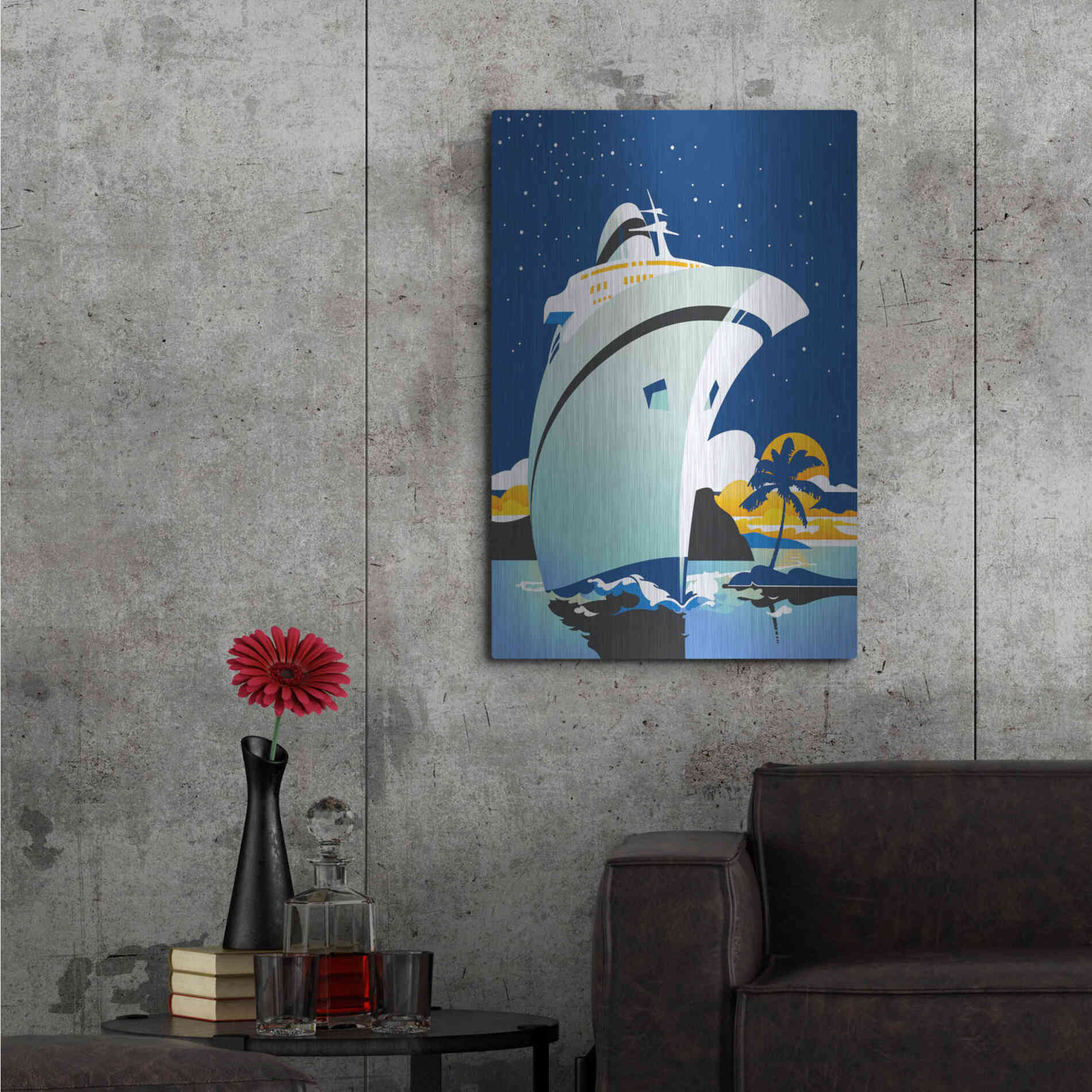 Luxe Metal Art 'Cruise Cover' by David Chestnutt, Metal Wall Art,24x36