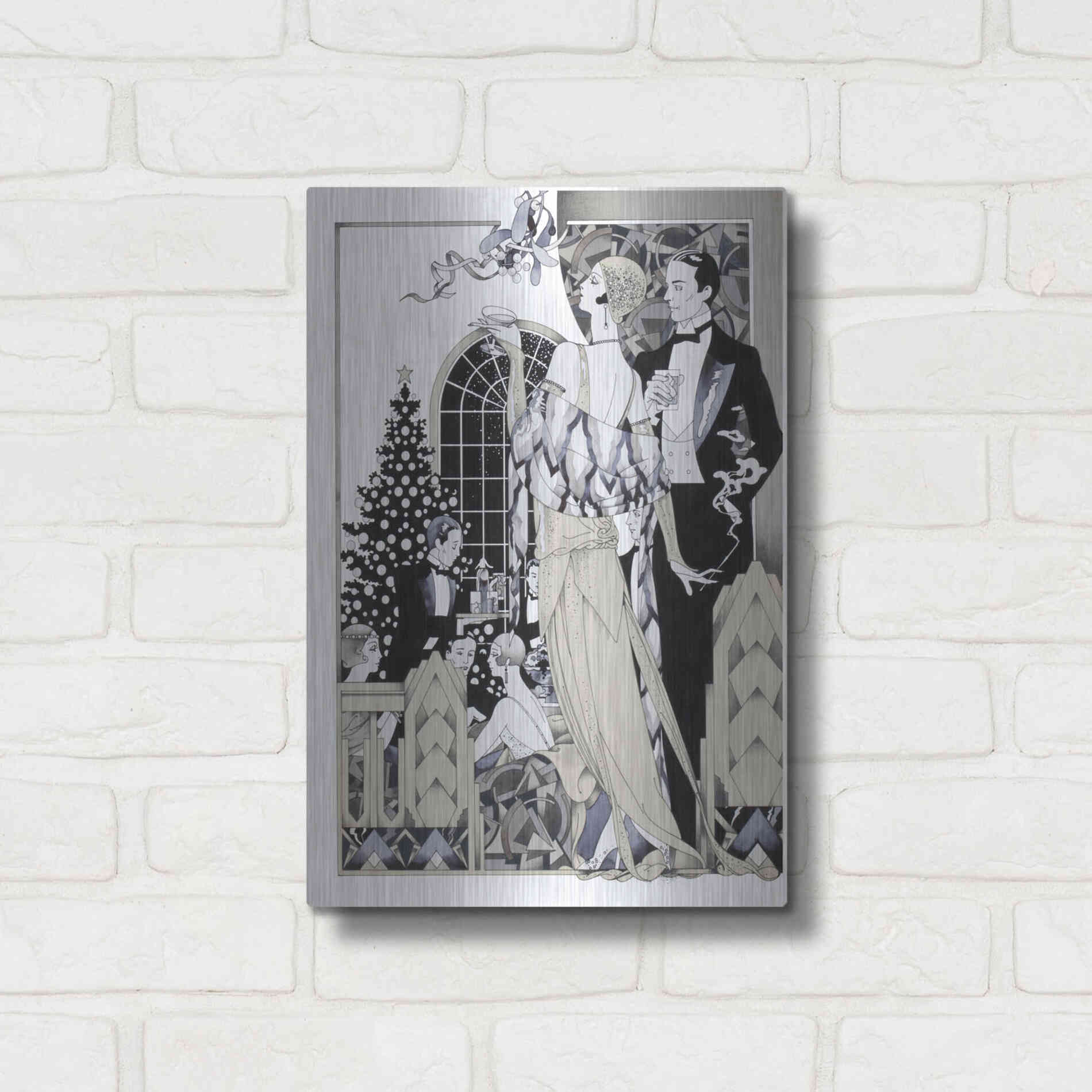 Luxe Metal Art 'Deco Christmas' by David Chestnutt, Metal Wall Art,12x16