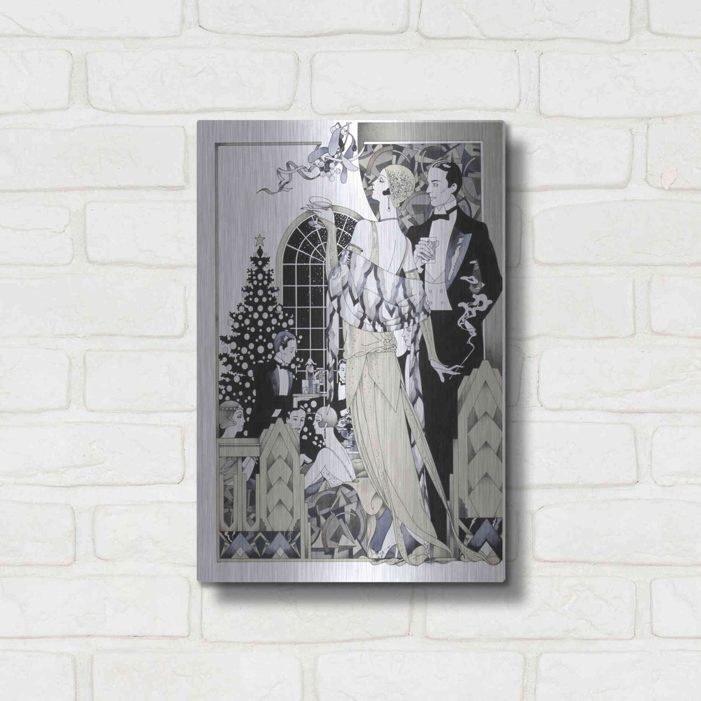 Luxe Metal Art 'Deco Christmas' by David Chestnutt, Metal Wall Art,12x16
