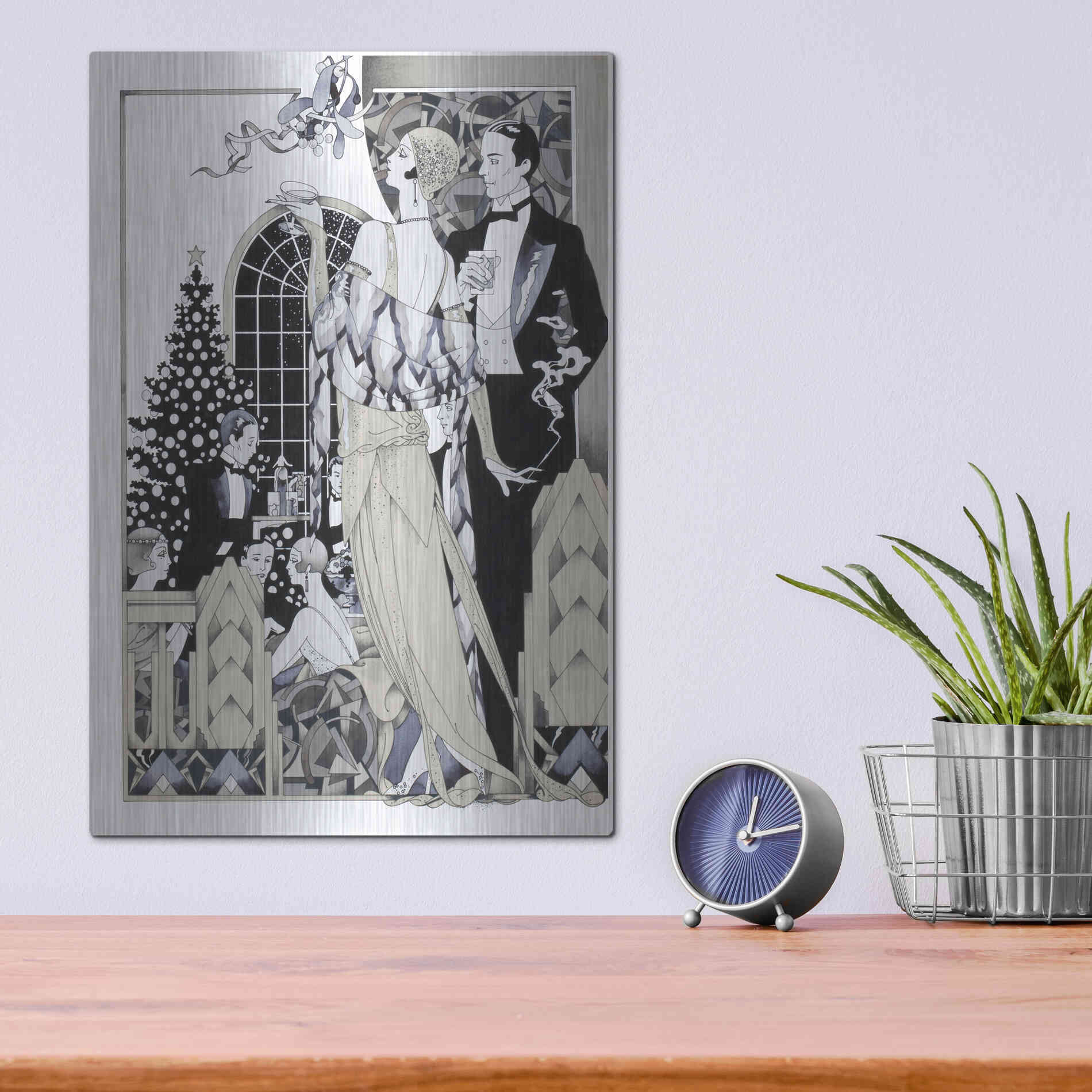 Luxe Metal Art 'Deco Christmas' by David Chestnutt, Metal Wall Art,12x16