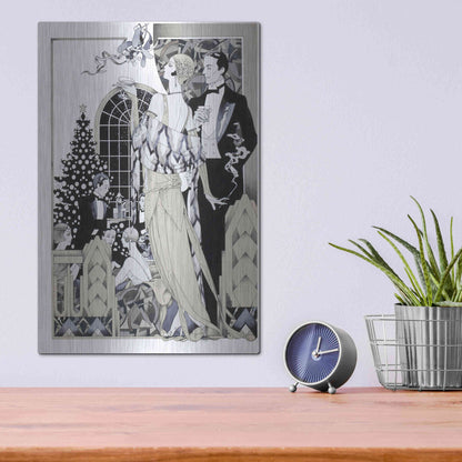 Luxe Metal Art 'Deco Christmas' by David Chestnutt, Metal Wall Art,12x16