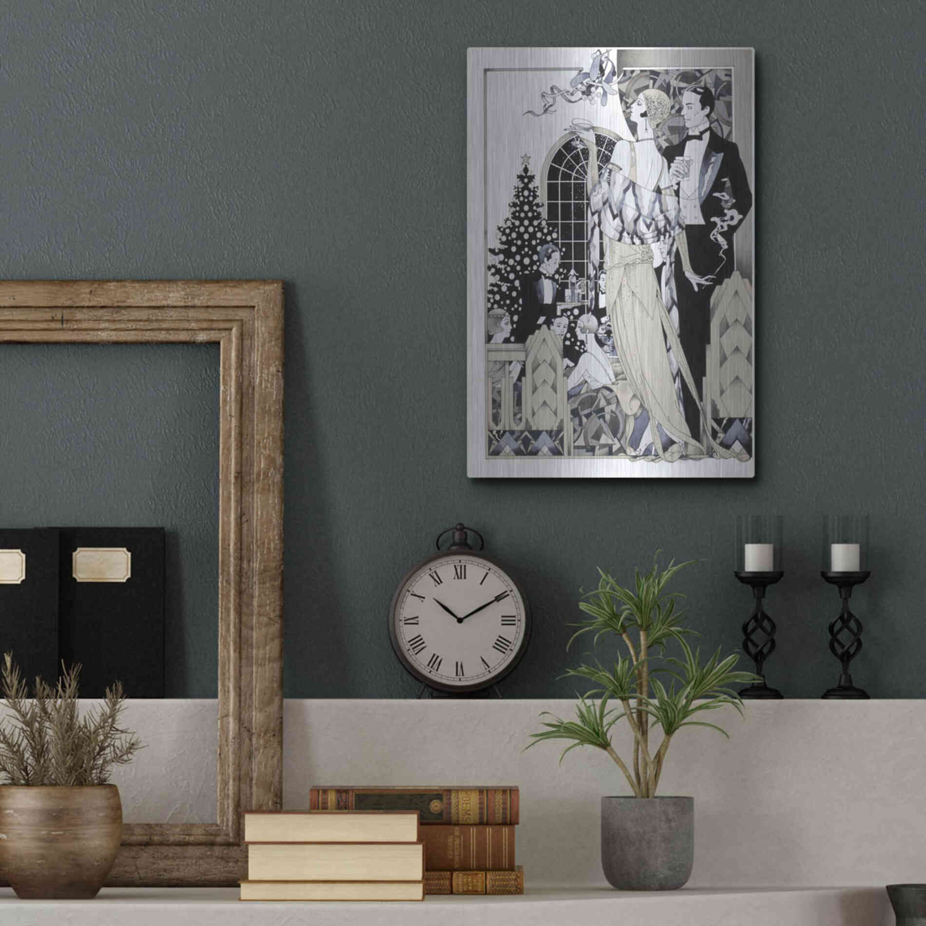 Luxe Metal Art 'Deco Christmas' by David Chestnutt, Metal Wall Art,12x16
