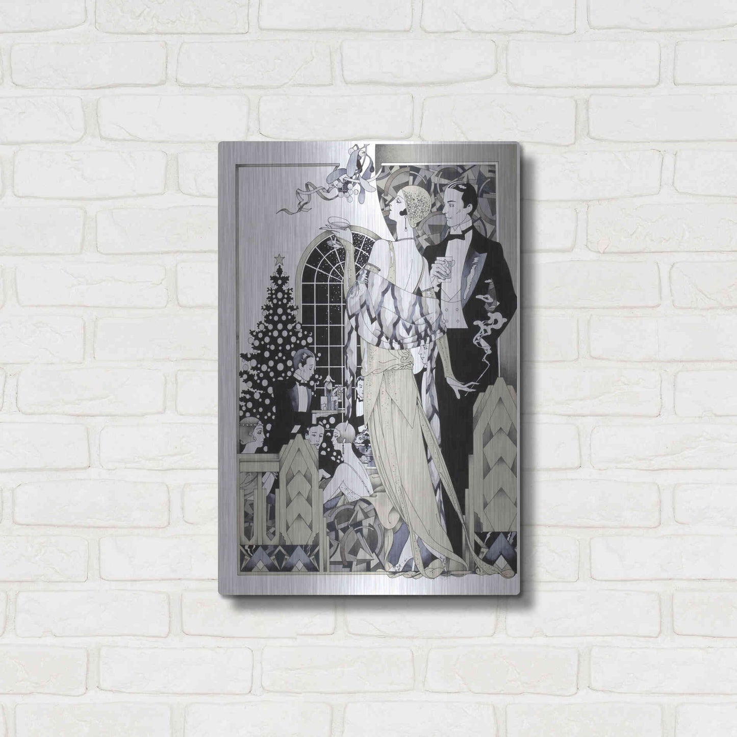 Luxe Metal Art 'Deco Christmas' by David Chestnutt, Metal Wall Art,16x24