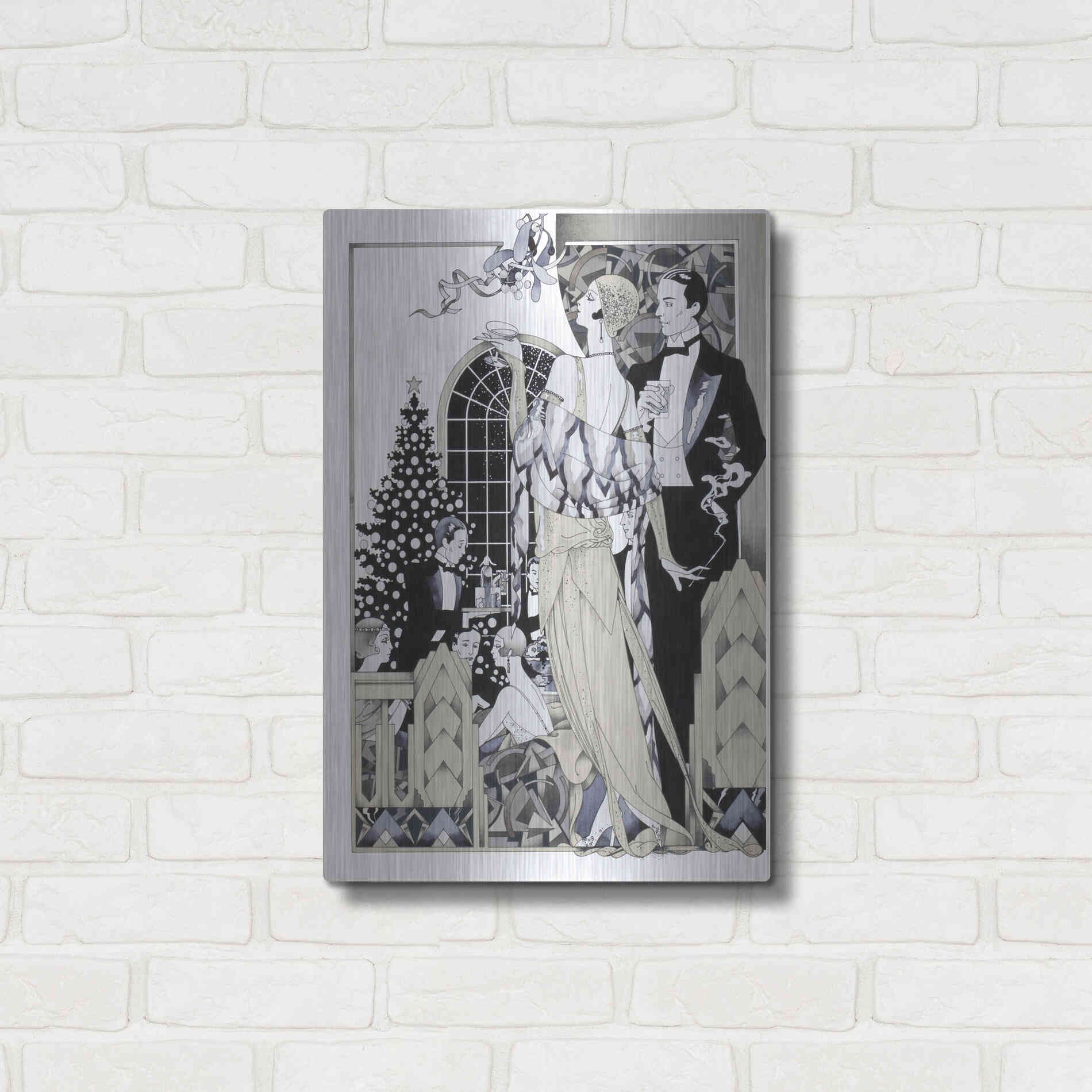 Luxe Metal Art 'Deco Christmas' by David Chestnutt, Metal Wall Art,16x24