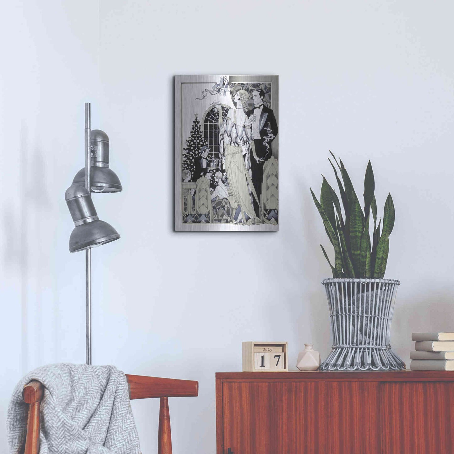 Luxe Metal Art 'Deco Christmas' by David Chestnutt, Metal Wall Art,16x24