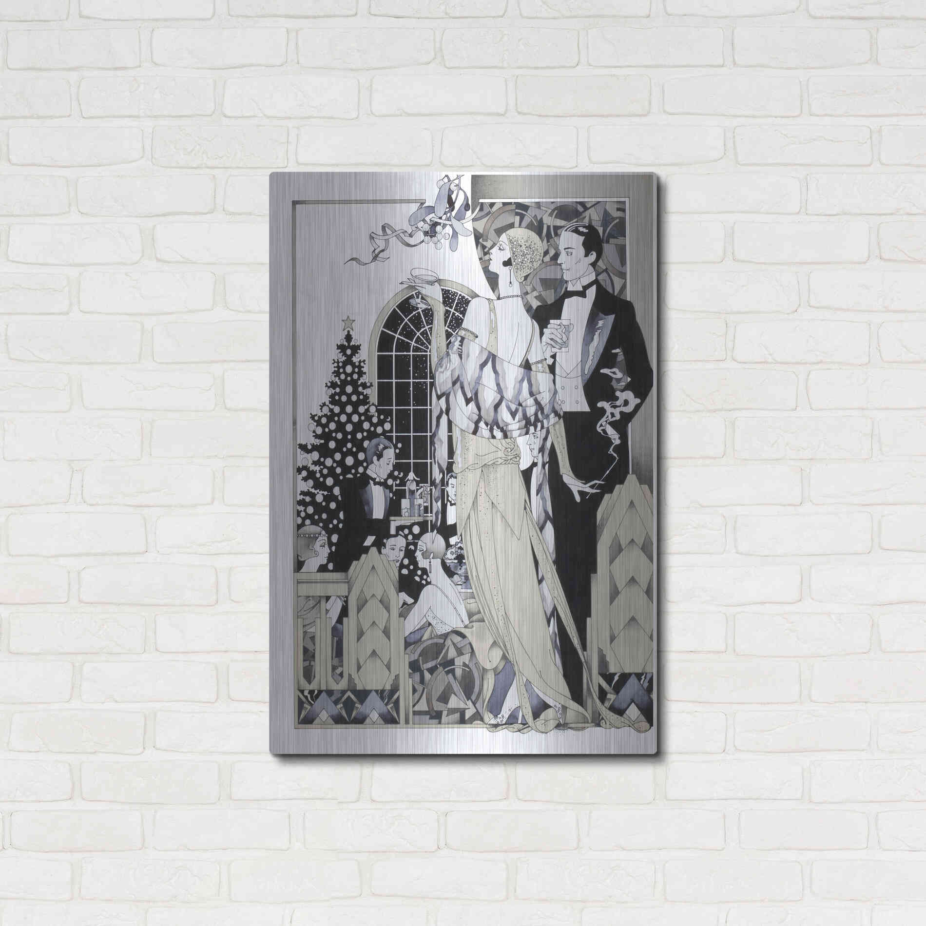 Luxe Metal Art 'Deco Christmas' by David Chestnutt, Metal Wall Art,24x36