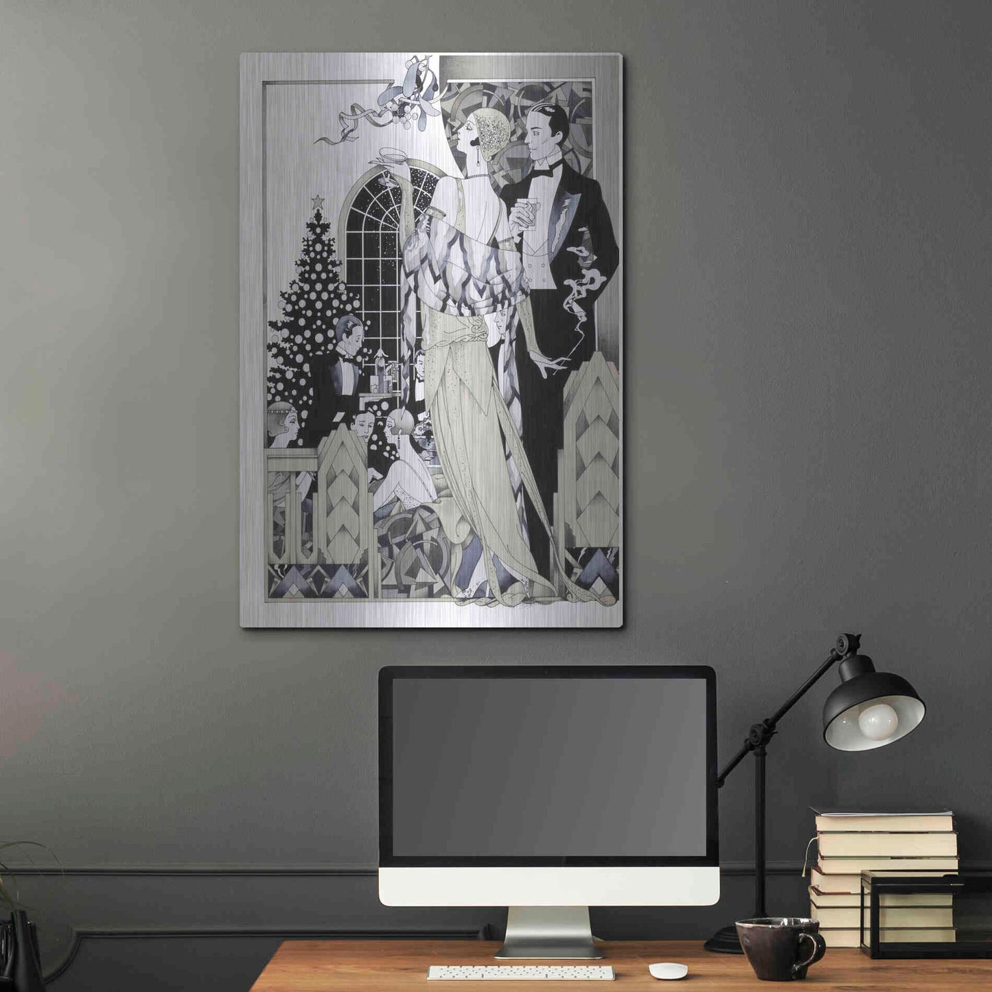 Luxe Metal Art 'Deco Christmas' by David Chestnutt, Metal Wall Art,24x36