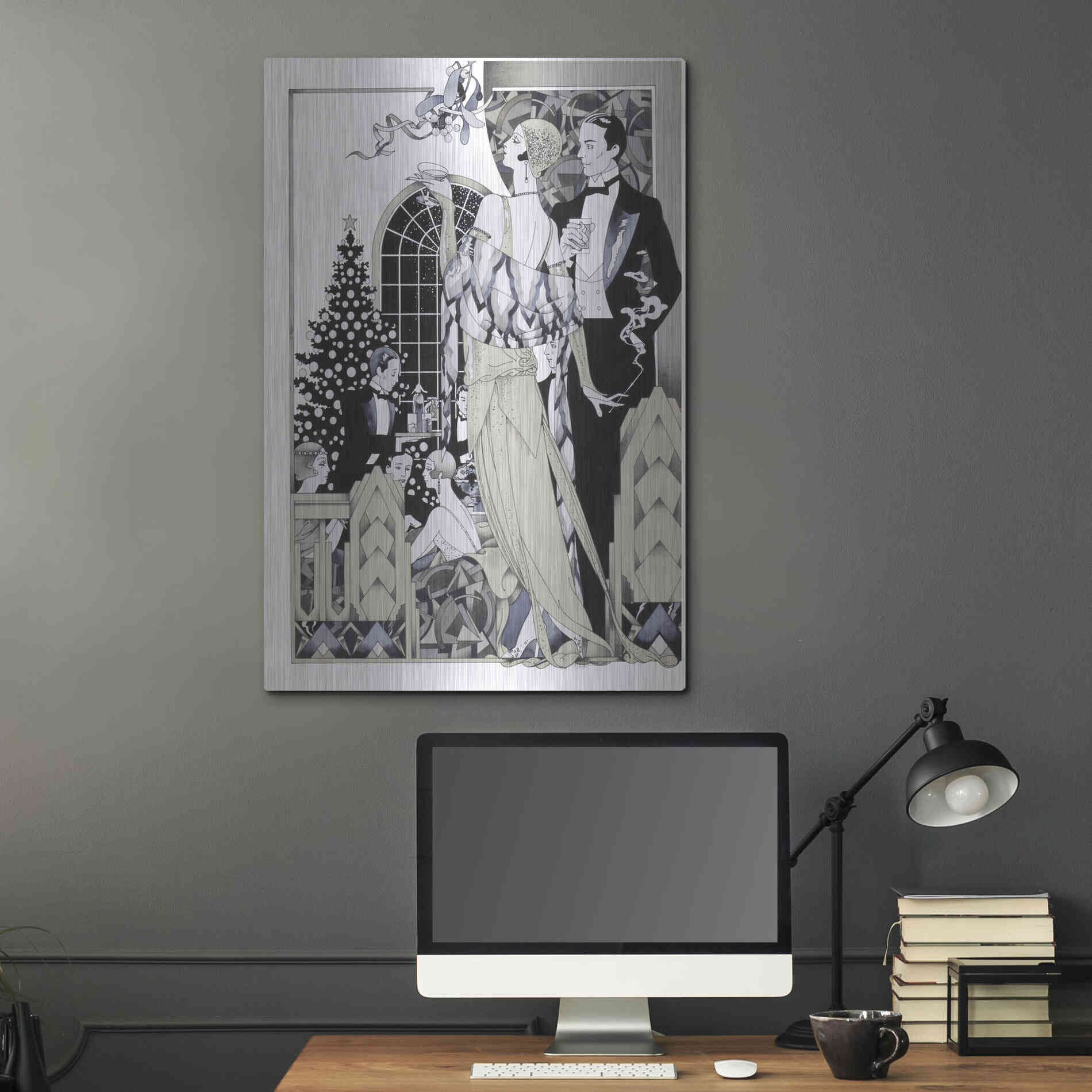 Luxe Metal Art 'Deco Christmas' by David Chestnutt, Metal Wall Art,24x36