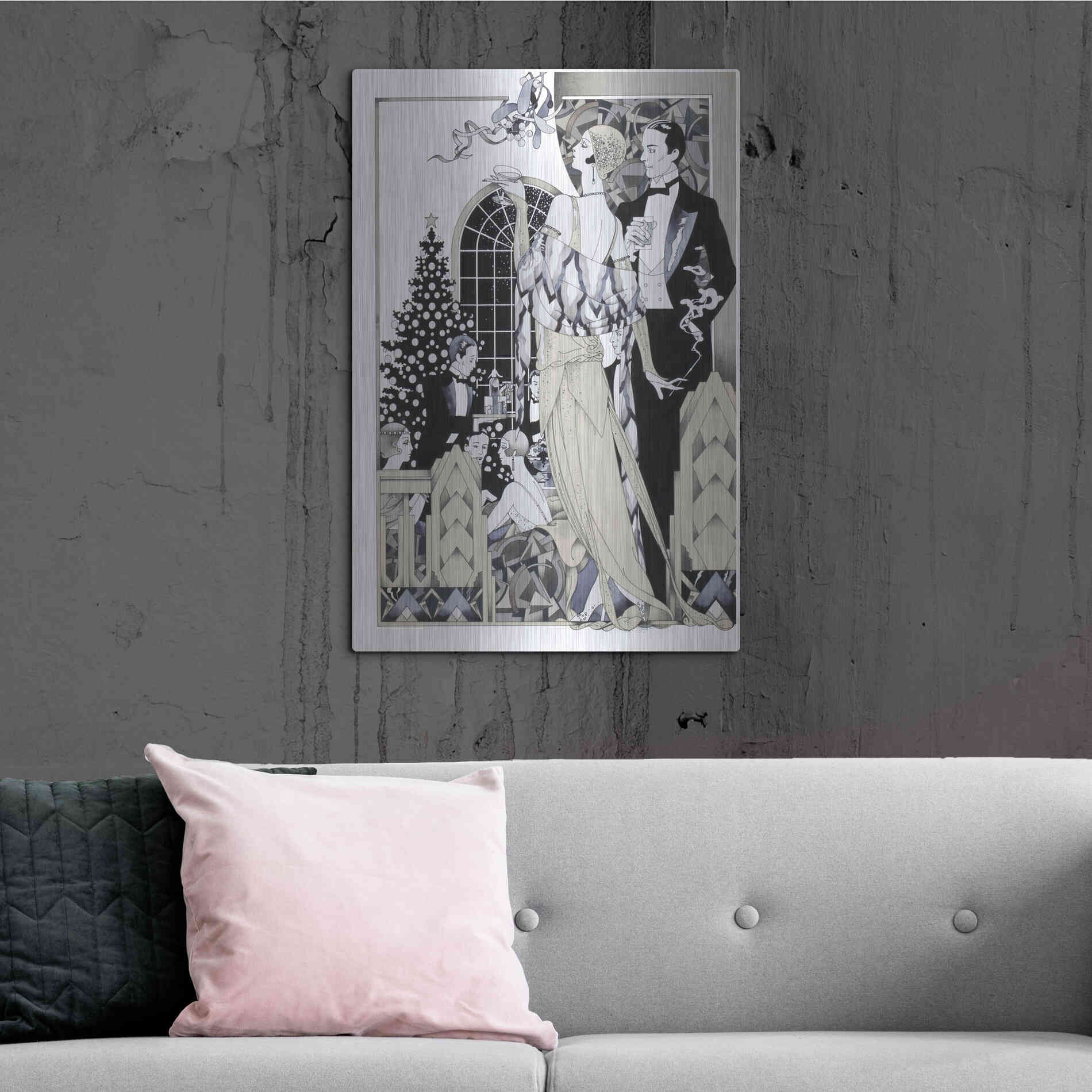 Luxe Metal Art 'Deco Christmas' by David Chestnutt, Metal Wall Art,24x36