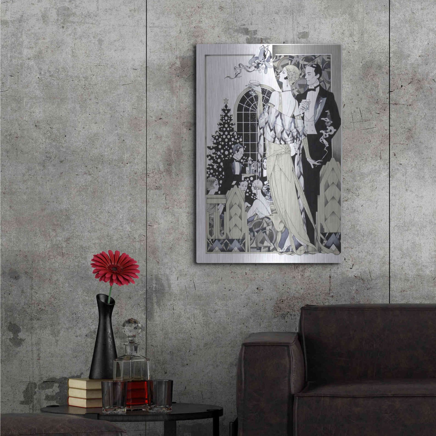 Luxe Metal Art 'Deco Christmas' by David Chestnutt, Metal Wall Art,24x36