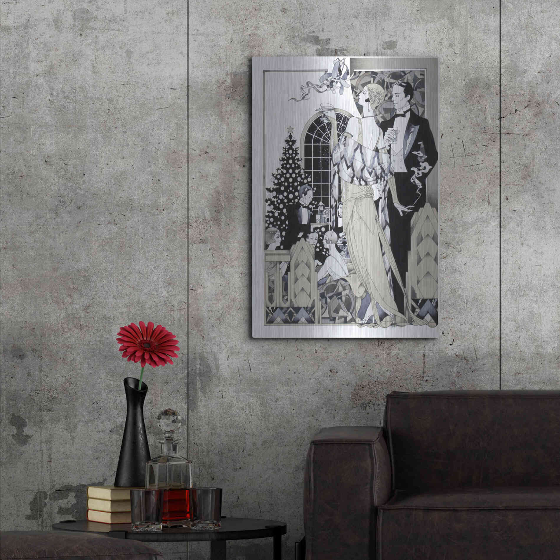 Luxe Metal Art 'Deco Christmas' by David Chestnutt, Metal Wall Art,24x36