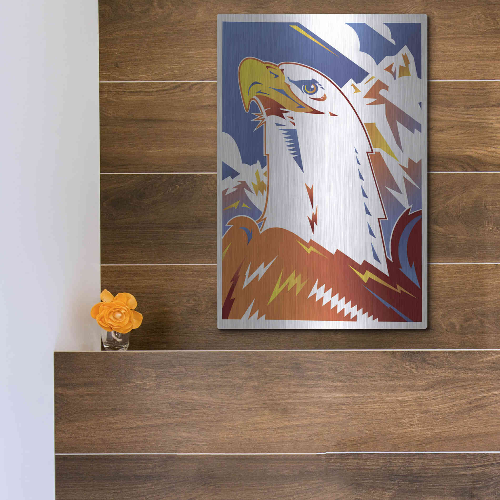 Luxe Metal Art 'Eagle' by David Chestnutt, Metal Wall Art,12x16