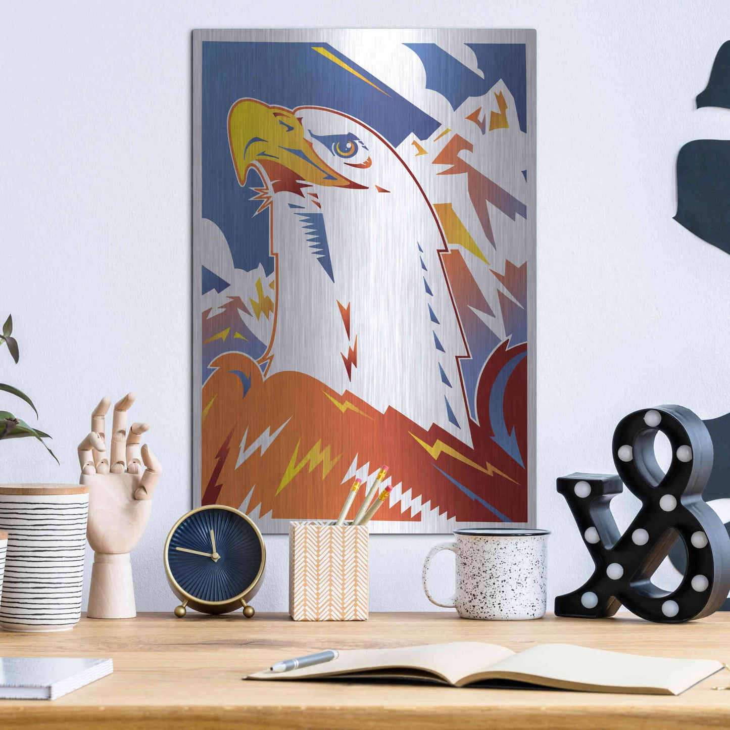 Luxe Metal Art 'Eagle' by David Chestnutt, Metal Wall Art,12x16