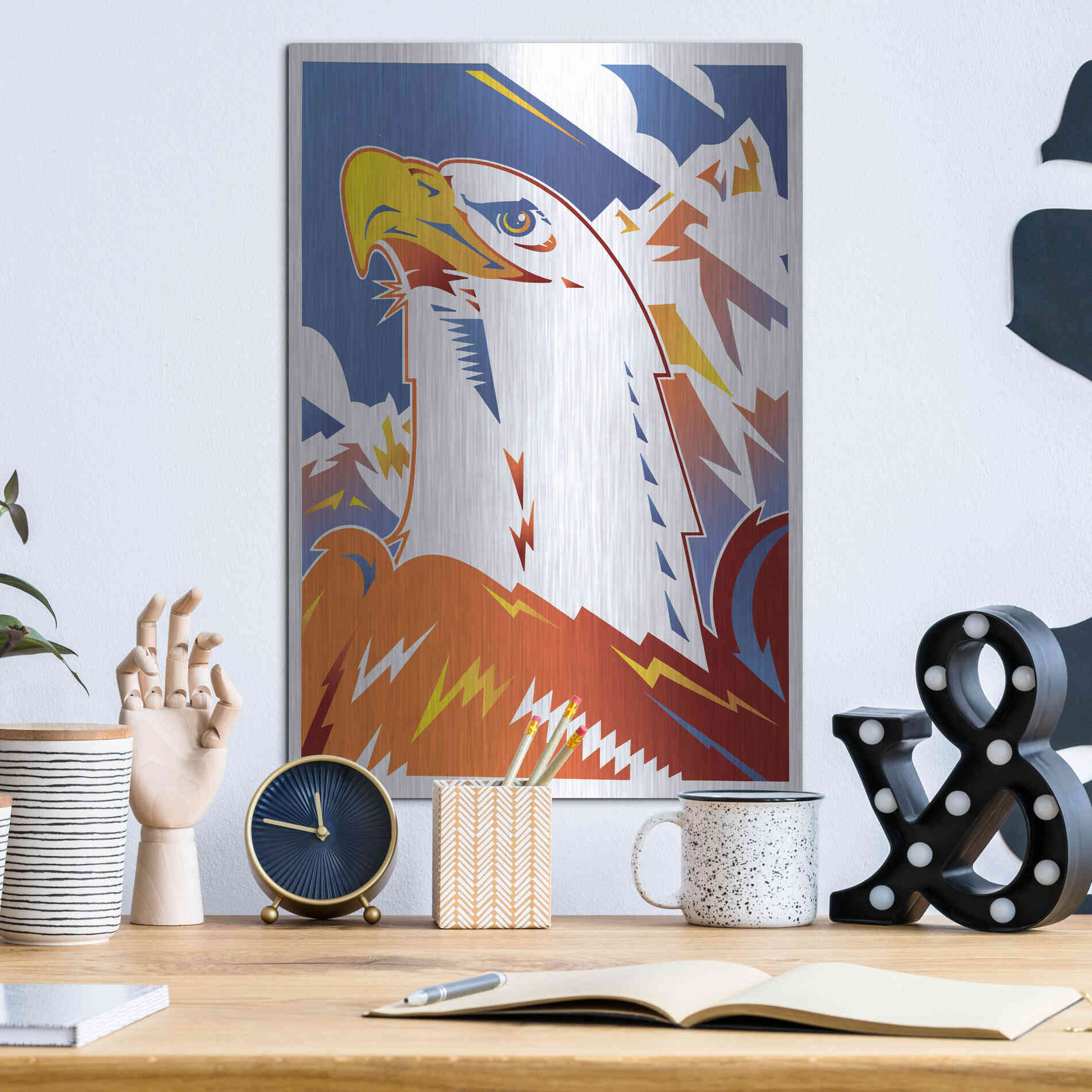 Luxe Metal Art 'Eagle' by David Chestnutt, Metal Wall Art,12x16