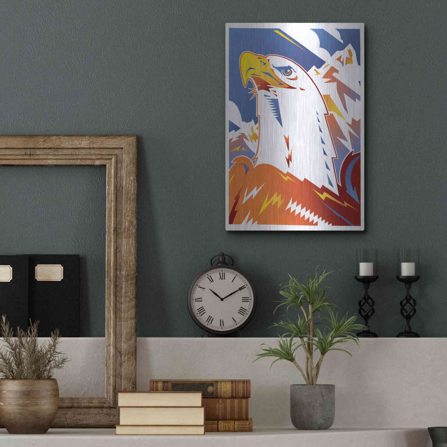 Luxe Metal Art 'Eagle' by David Chestnutt, Metal Wall Art,12x16