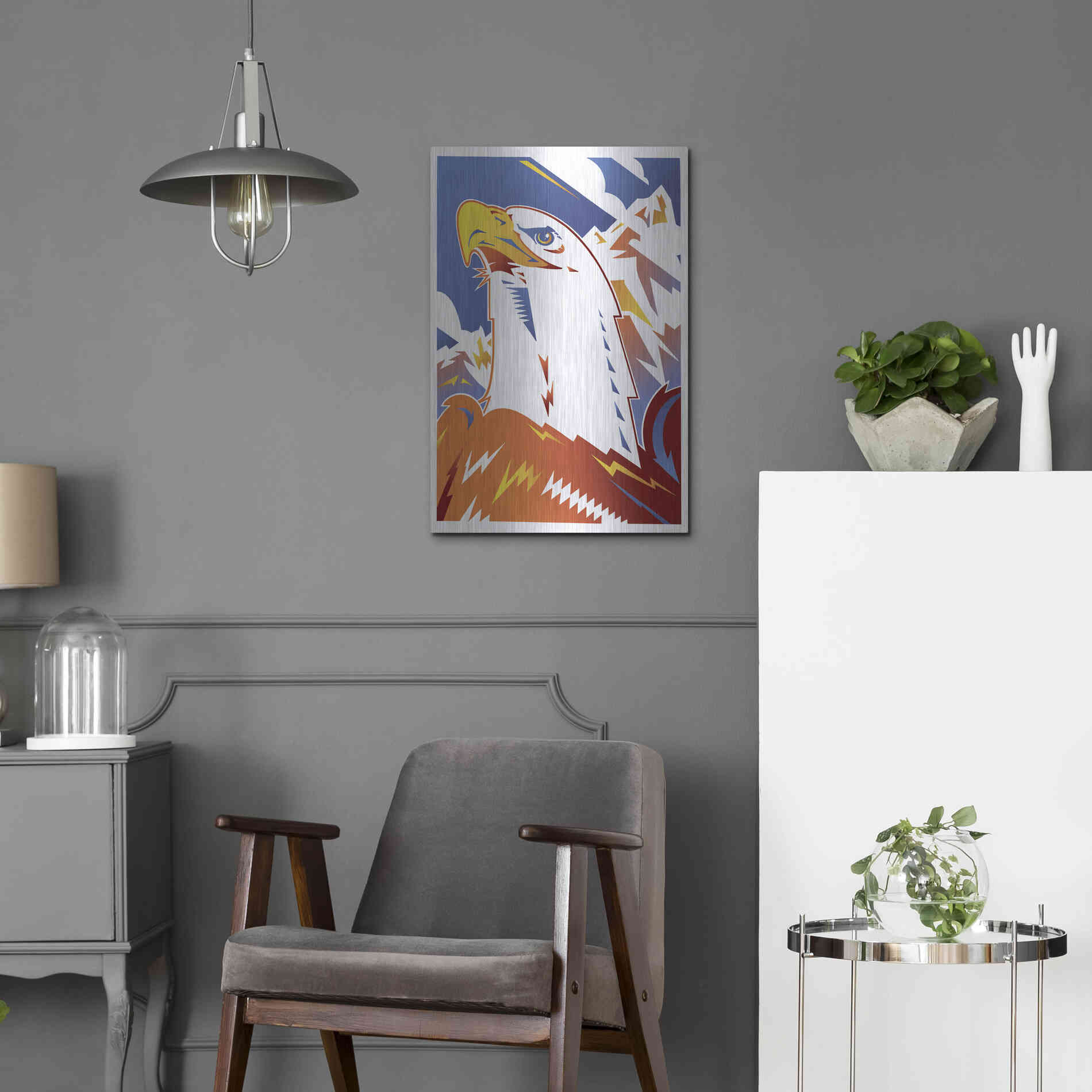 Luxe Metal Art 'Eagle' by David Chestnutt, Metal Wall Art,16x24