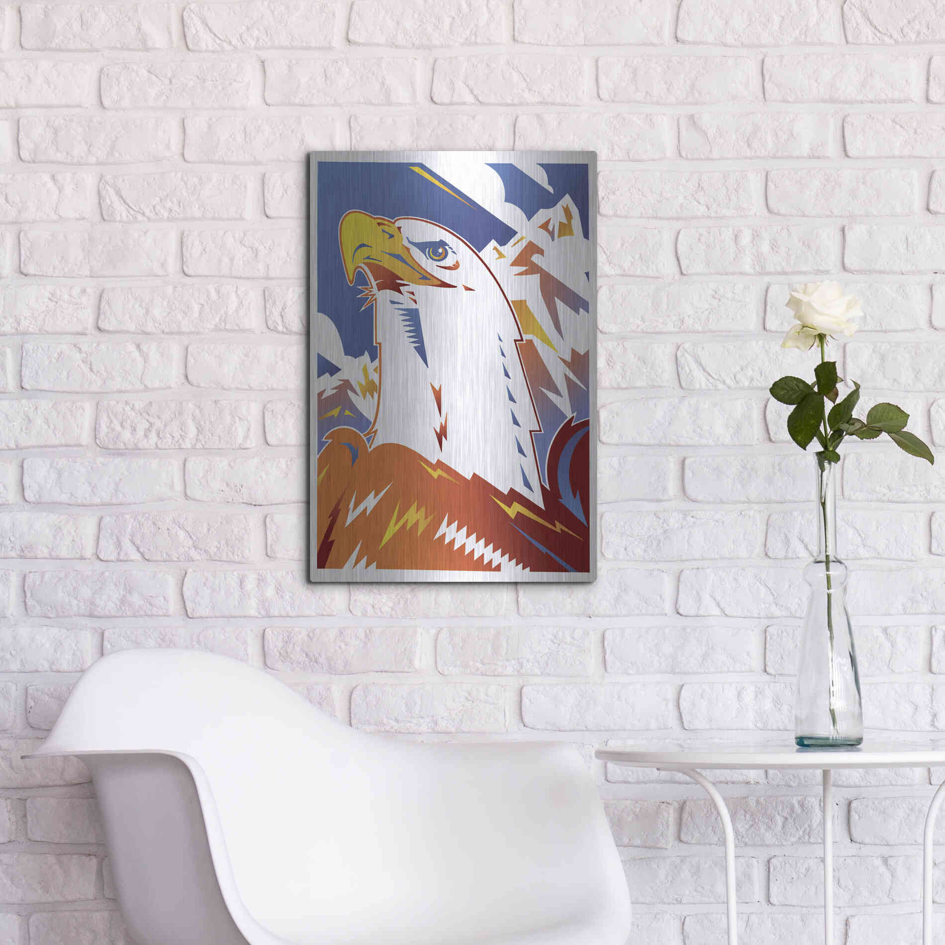 Luxe Metal Art 'Eagle' by David Chestnutt, Metal Wall Art,16x24