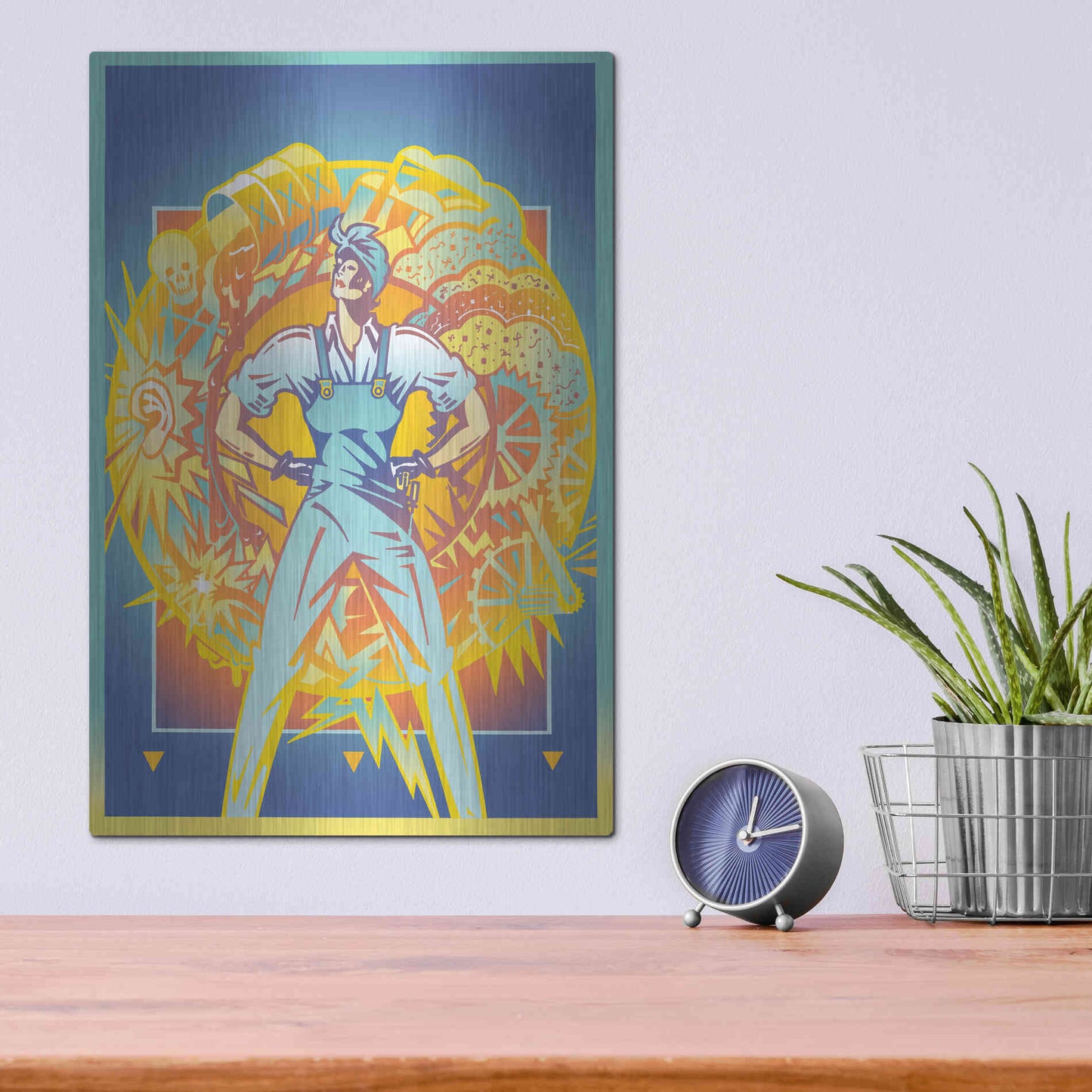 Luxe Metal Art 'Environmental Rosie' by David Chestnutt, Metal Wall Art,12x16