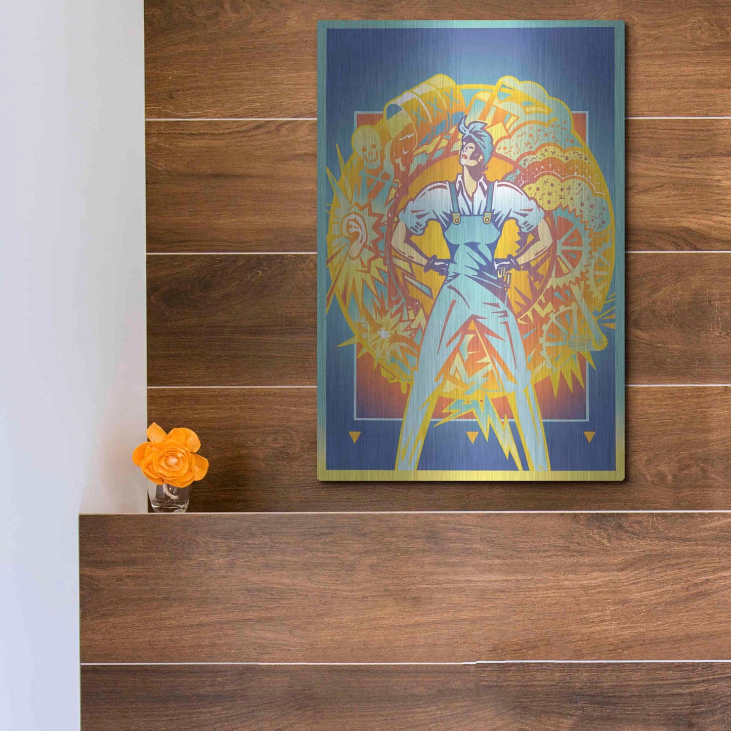 Luxe Metal Art 'Environmental Rosie' by David Chestnutt, Metal Wall Art,12x16