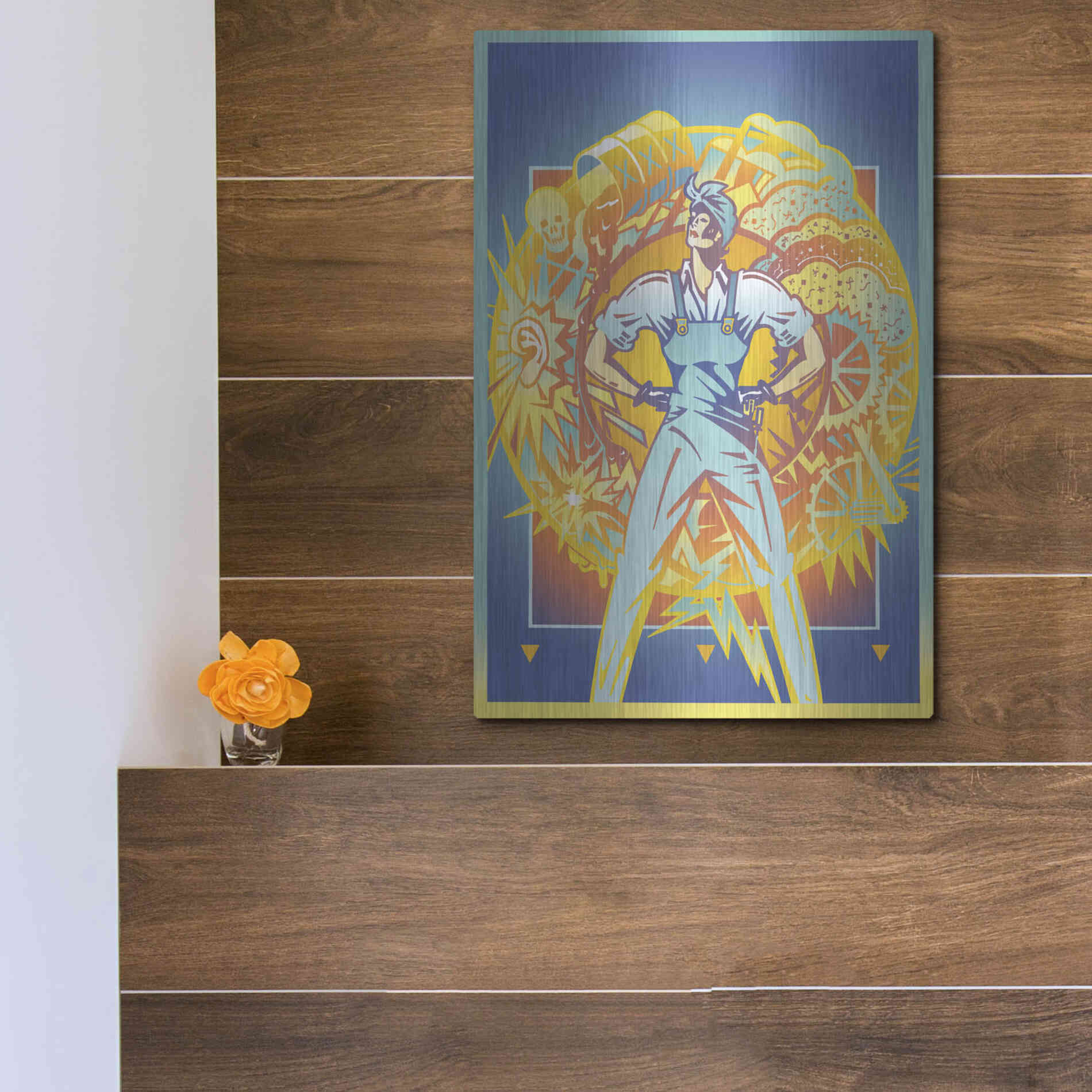 Luxe Metal Art 'Environmental Rosie' by David Chestnutt, Metal Wall Art,12x16