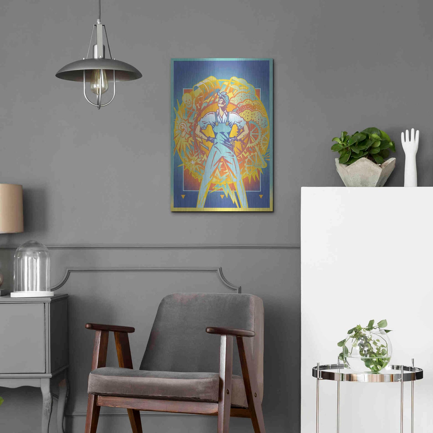 Luxe Metal Art 'Environmental Rosie' by David Chestnutt, Metal Wall Art,16x24