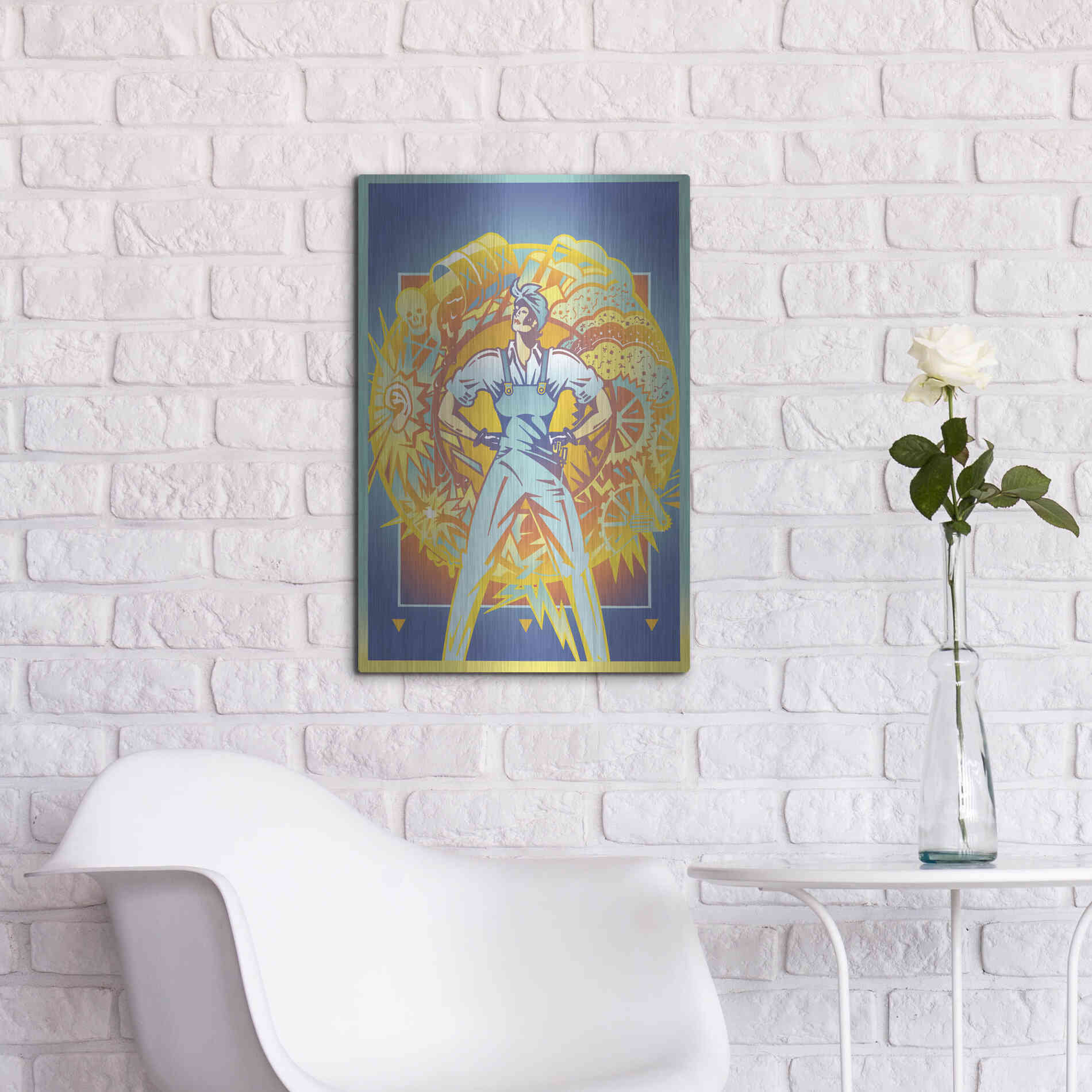 Luxe Metal Art 'Environmental Rosie' by David Chestnutt, Metal Wall Art,16x24