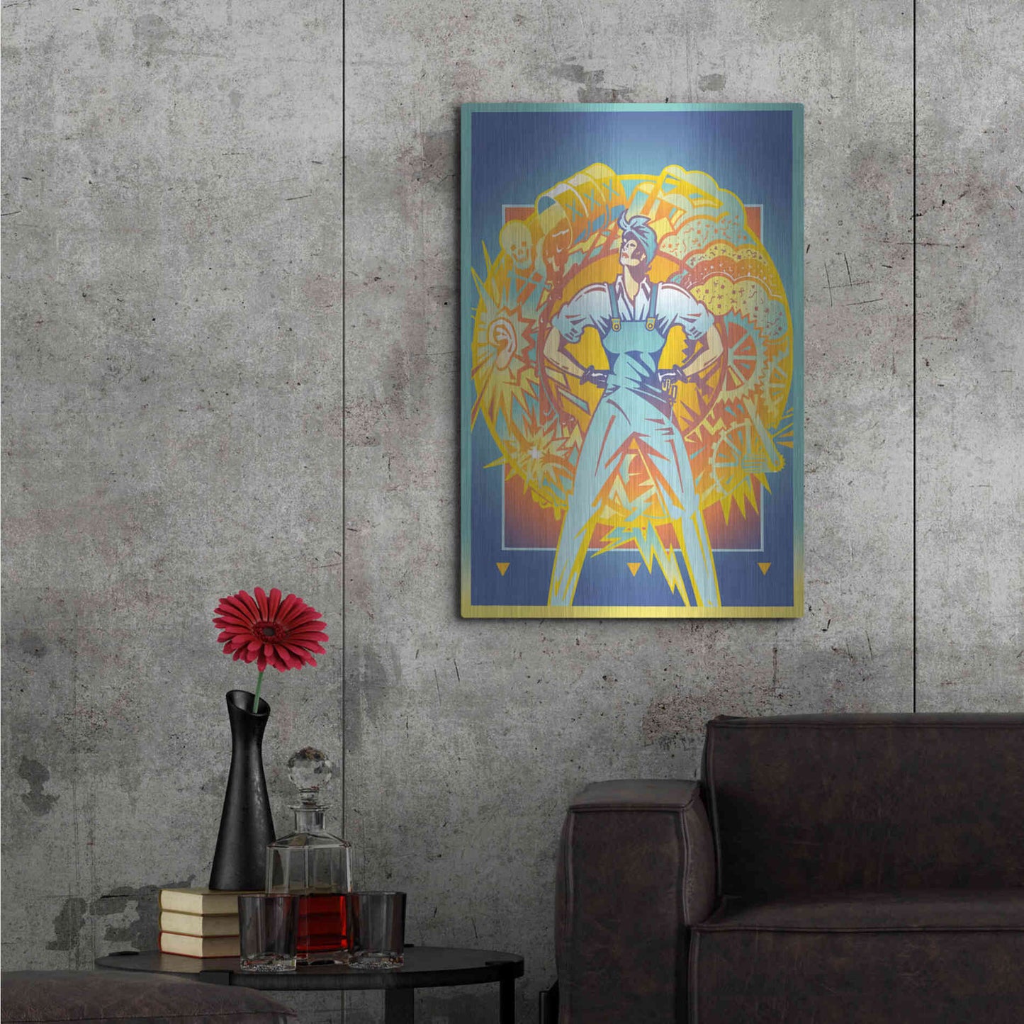Luxe Metal Art 'Environmental Rosie' by David Chestnutt, Metal Wall Art,24x36