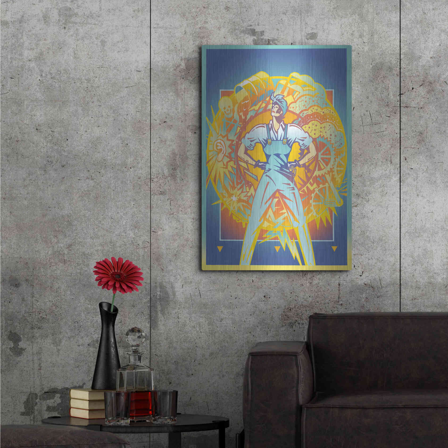 Luxe Metal Art 'Environmental Rosie' by David Chestnutt, Metal Wall Art,24x36