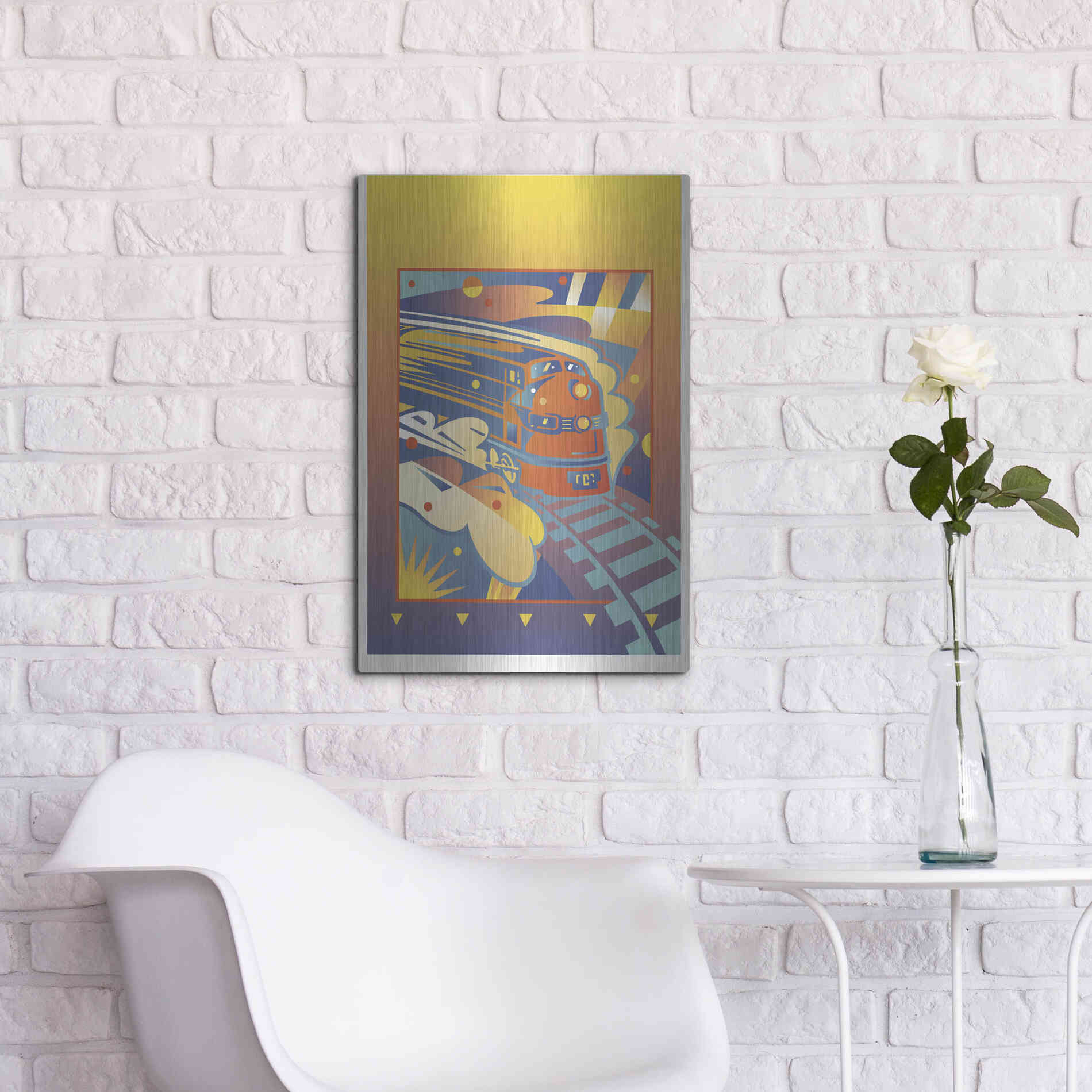 Luxe Metal Art 'Express' by David Chestnutt, Metal Wall Art,16x24