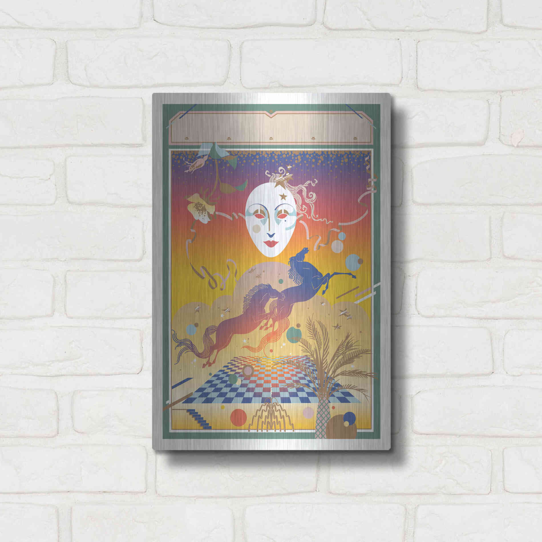 Luxe Metal Art 'Fantasy Mask' by David Chestnutt, Metal Wall Art,12x16