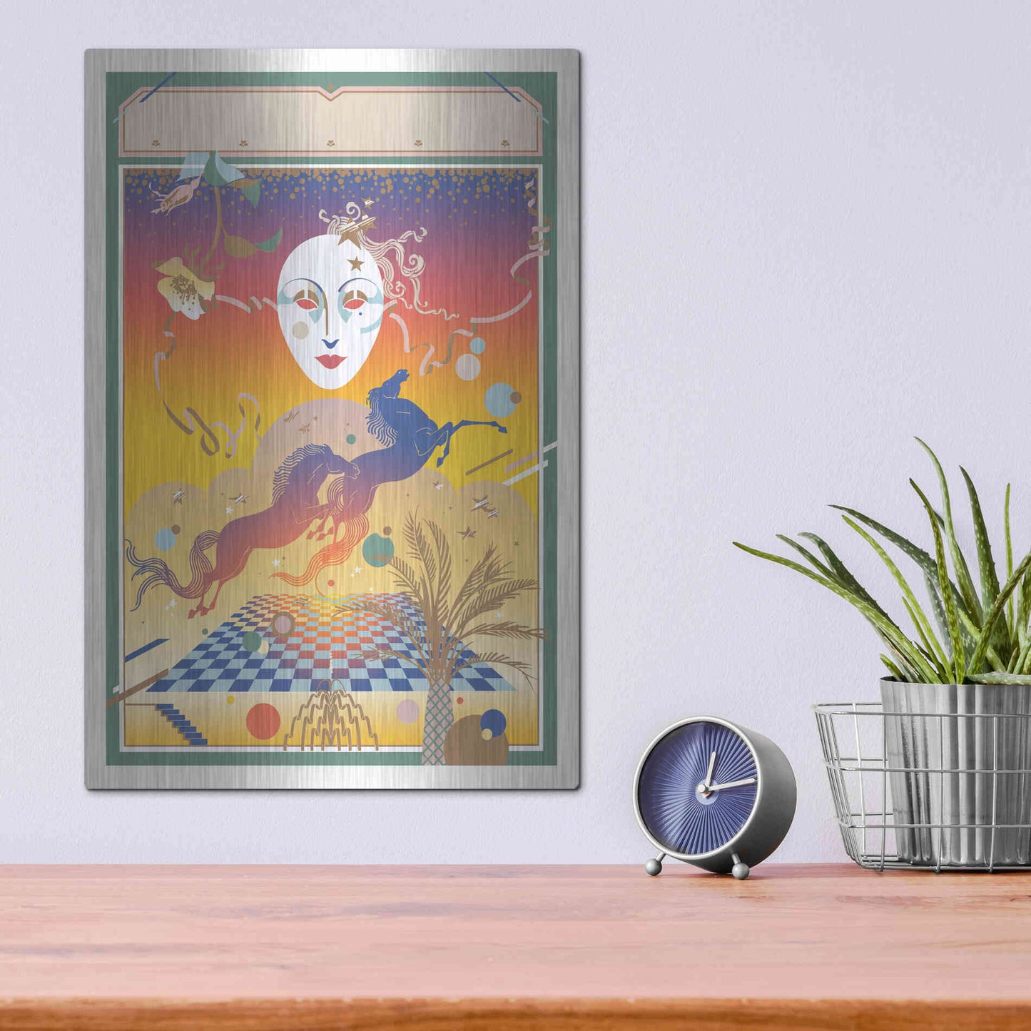 Luxe Metal Art 'Fantasy Mask' by David Chestnutt, Metal Wall Art,12x16