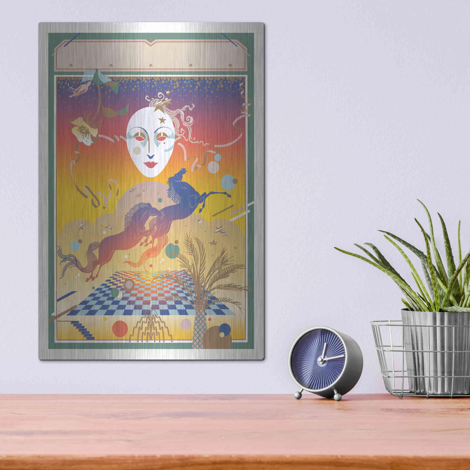 Luxe Metal Art 'Fantasy Mask' by David Chestnutt, Metal Wall Art,12x16