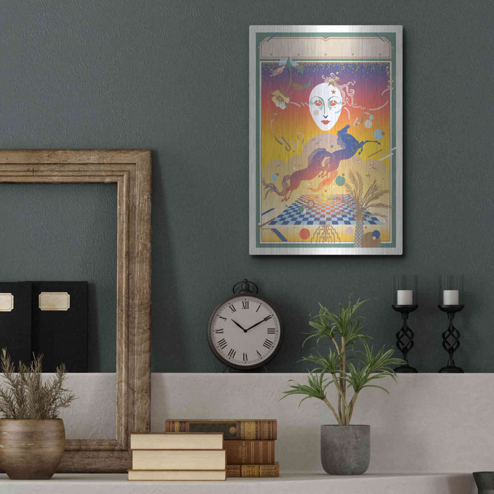 Luxe Metal Art 'Fantasy Mask' by David Chestnutt, Metal Wall Art,12x16