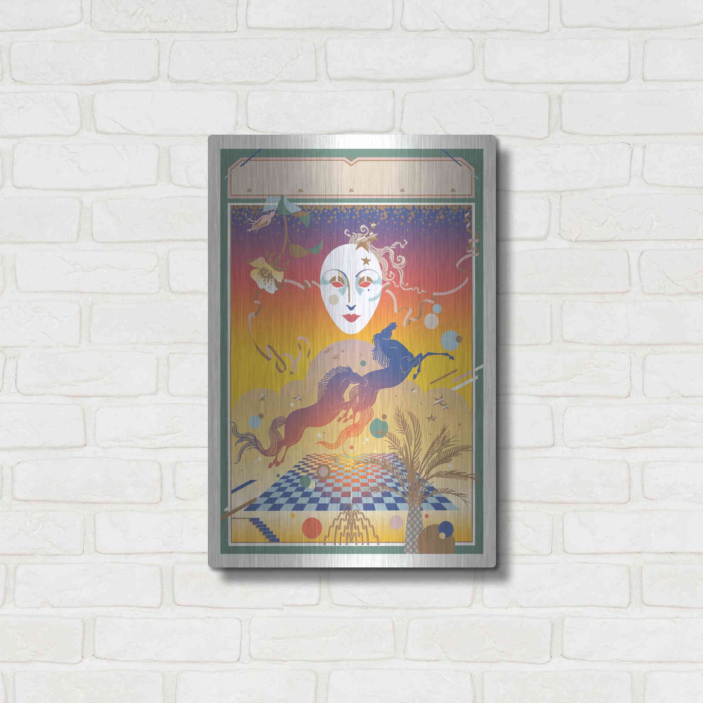 Luxe Metal Art 'Fantasy Mask' by David Chestnutt, Metal Wall Art,16x24