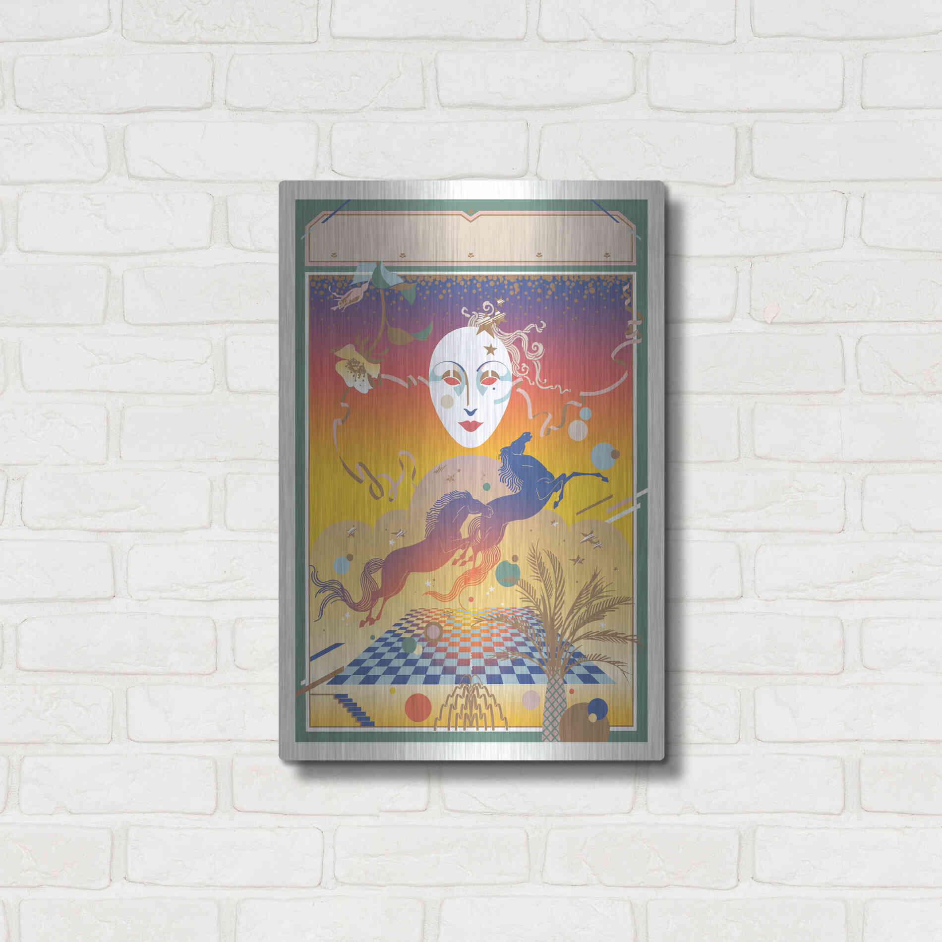 Luxe Metal Art 'Fantasy Mask' by David Chestnutt, Metal Wall Art,16x24