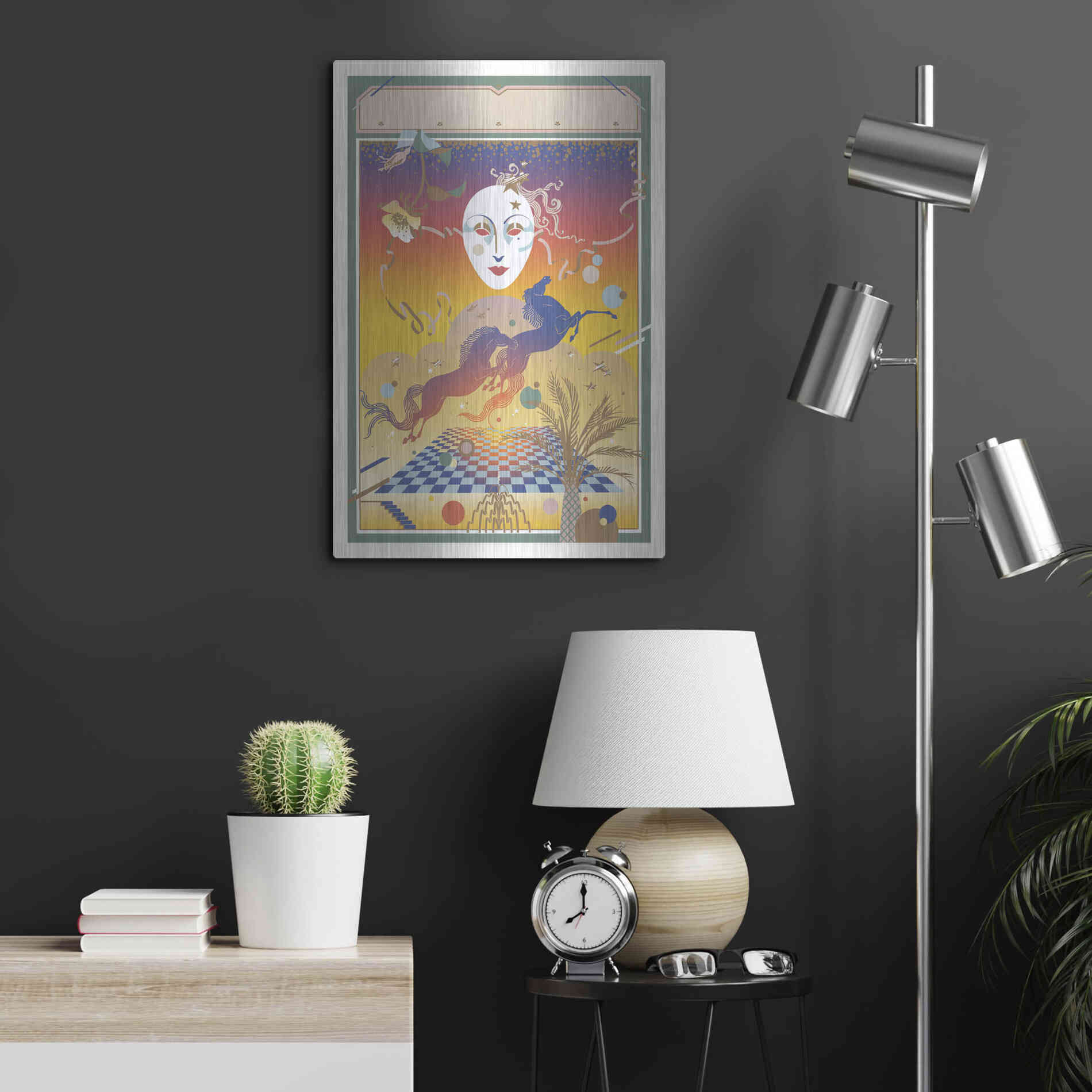 Luxe Metal Art 'Fantasy Mask' by David Chestnutt, Metal Wall Art,16x24