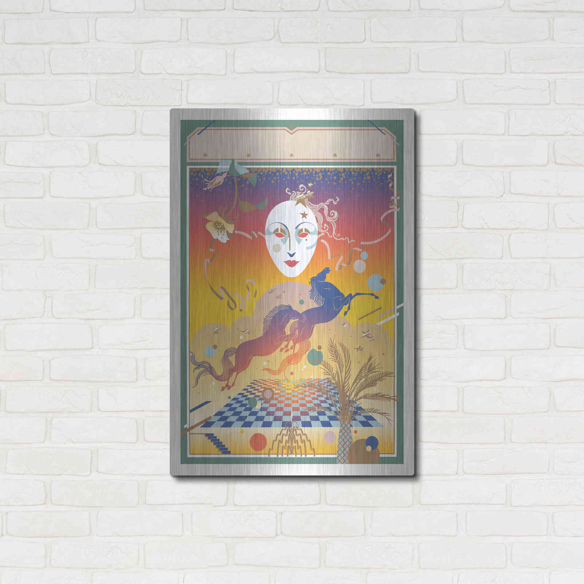 Luxe Metal Art 'Fantasy Mask' by David Chestnutt, Metal Wall Art,24x36