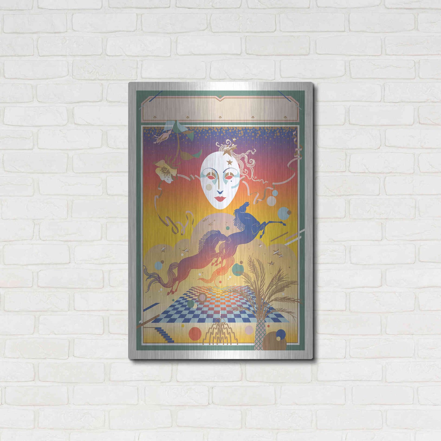 Luxe Metal Art 'Fantasy Mask' by David Chestnutt, Metal Wall Art,24x36