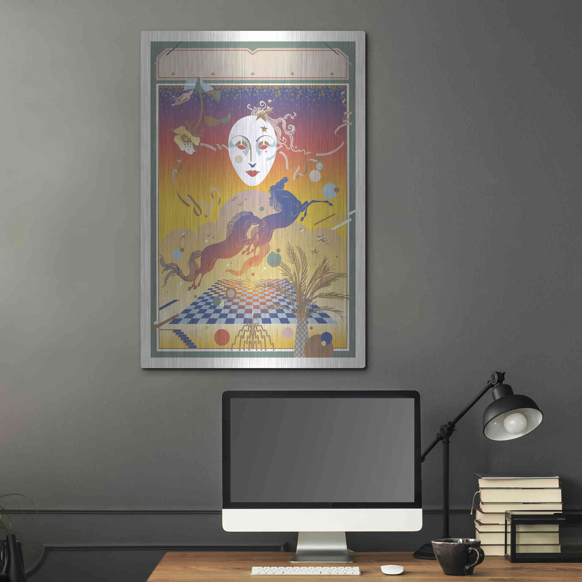 Luxe Metal Art 'Fantasy Mask' by David Chestnutt, Metal Wall Art,24x36