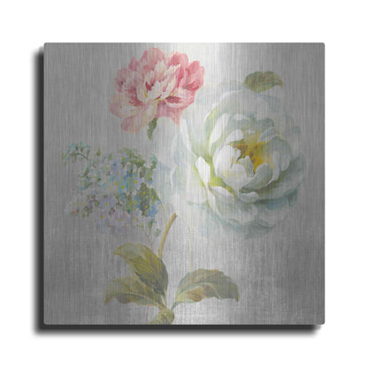 Luxe Metal Art 'Textile Floral Square I No Lace' by Danhui Nai, Metal Wall Art