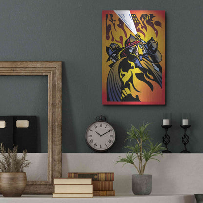 Luxe Metal Art 'Firemen' by David Chestnutt, Metal Wall Art,12x16