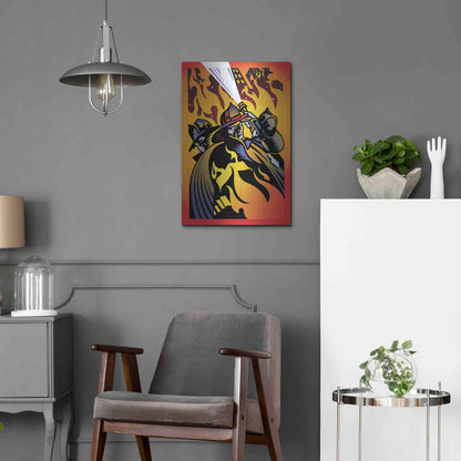 Luxe Metal Art 'Firemen' by David Chestnutt, Metal Wall Art,16x24